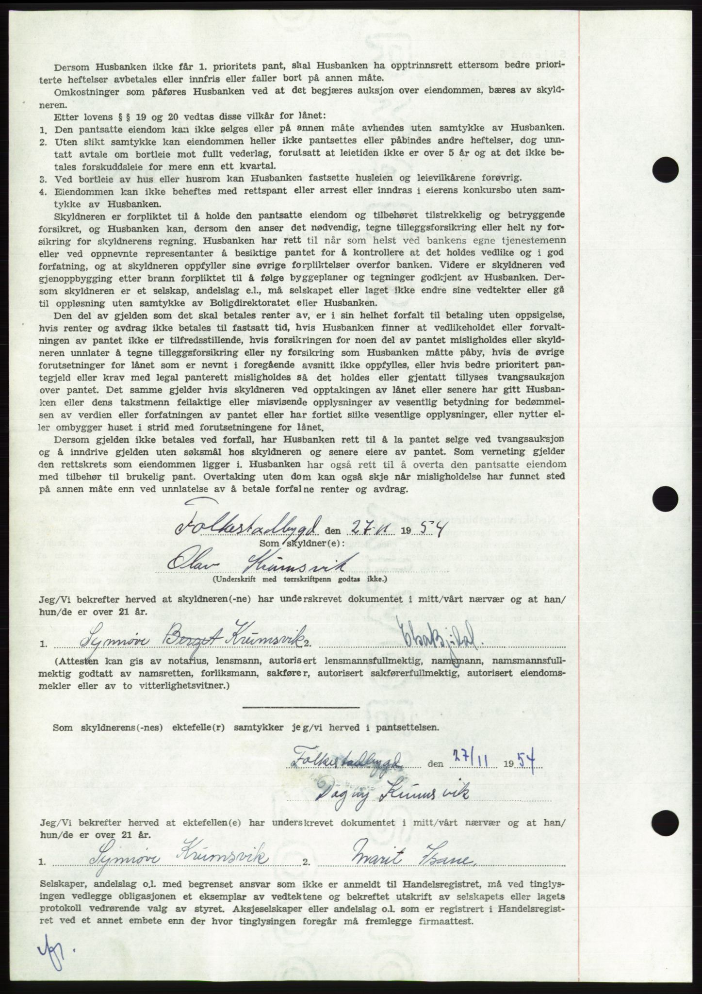 Søre Sunnmøre sorenskriveri, AV/SAT-A-4122/1/2/2C/L0126: Pantebok nr. 14B, 1954-1955, Dagboknr: 3076/1954