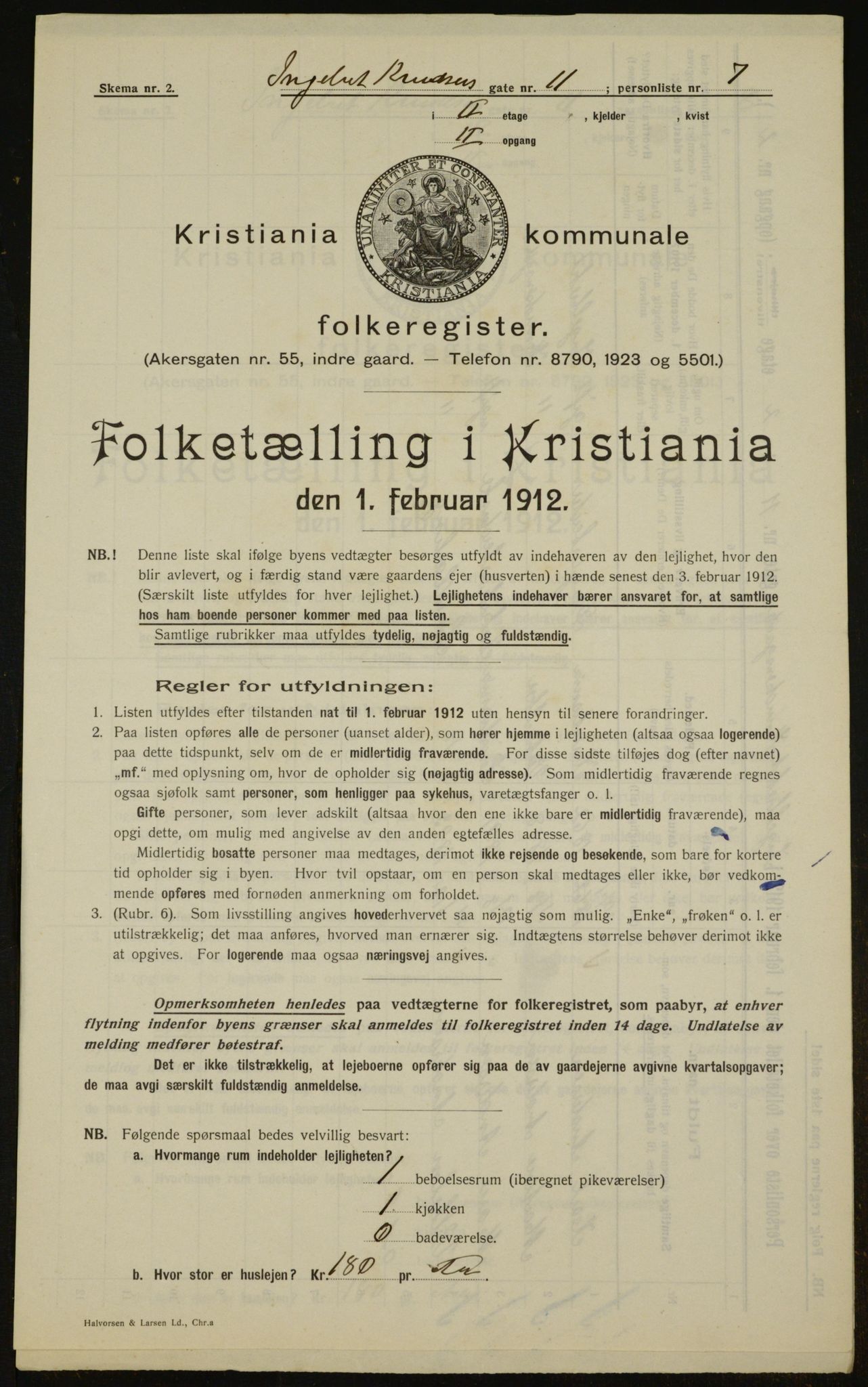 OBA, Kommunal folketelling 1.2.1912 for Kristiania, 1912, s. 44276