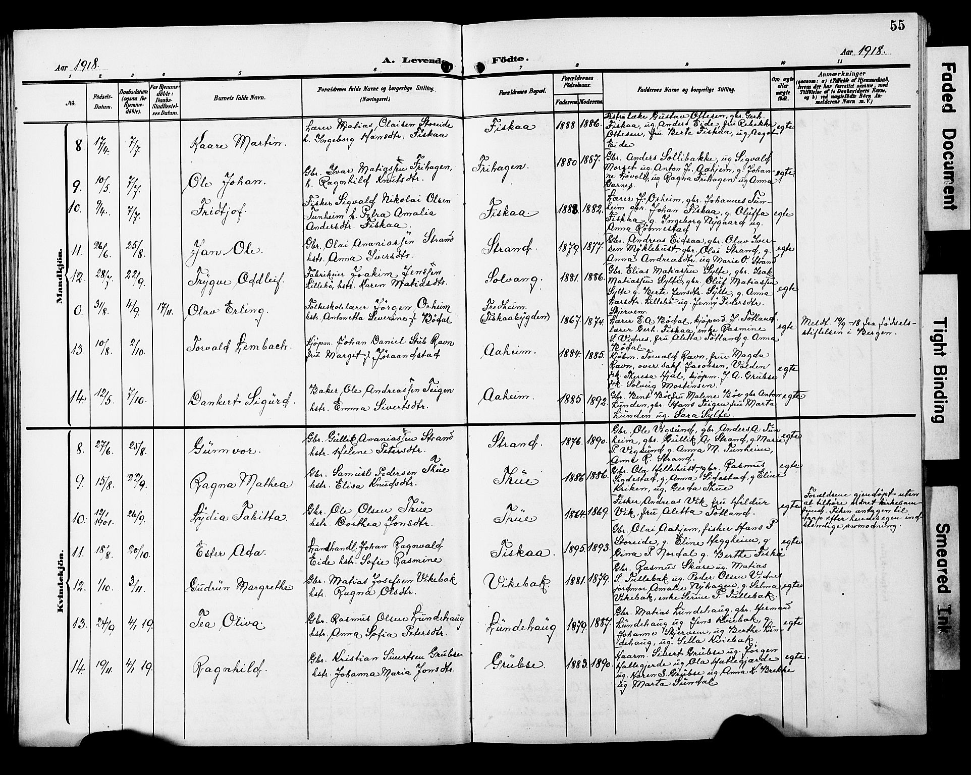 Ministerialprotokoller, klokkerbøker og fødselsregistre - Møre og Romsdal, AV/SAT-A-1454/501/L0018: Klokkerbok nr. 501C04, 1902-1930, s. 55