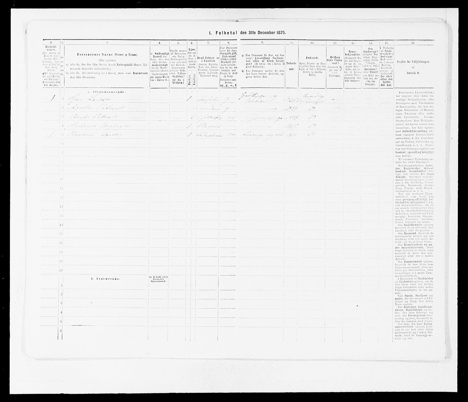 SAB, Folketelling 1875 for 1411P Eivindvik prestegjeld, 1875, s. 32