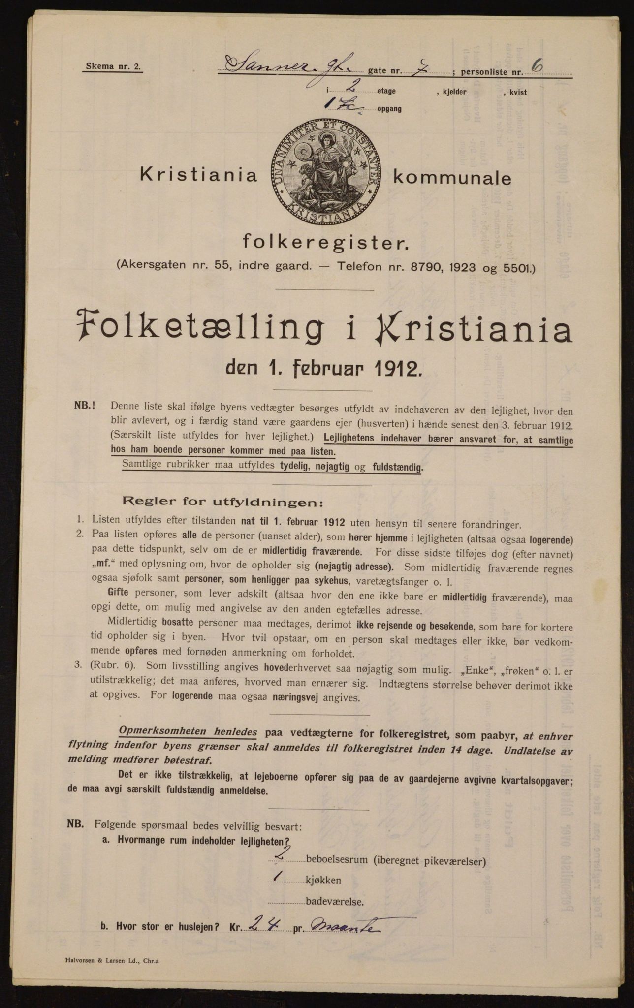 OBA, Kommunal folketelling 1.2.1912 for Kristiania, 1912, s. 88727