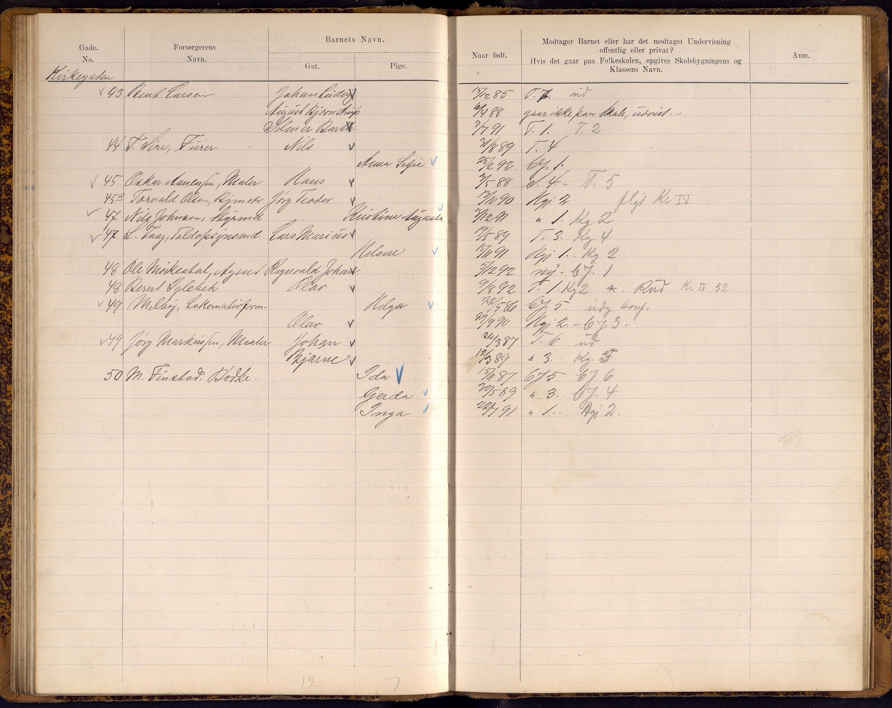 Kristiansand By - Skolekommisjonen/ -Styret, ARKSOR/1001KG510/J/Jb/L0009: Barnetelling, 1899