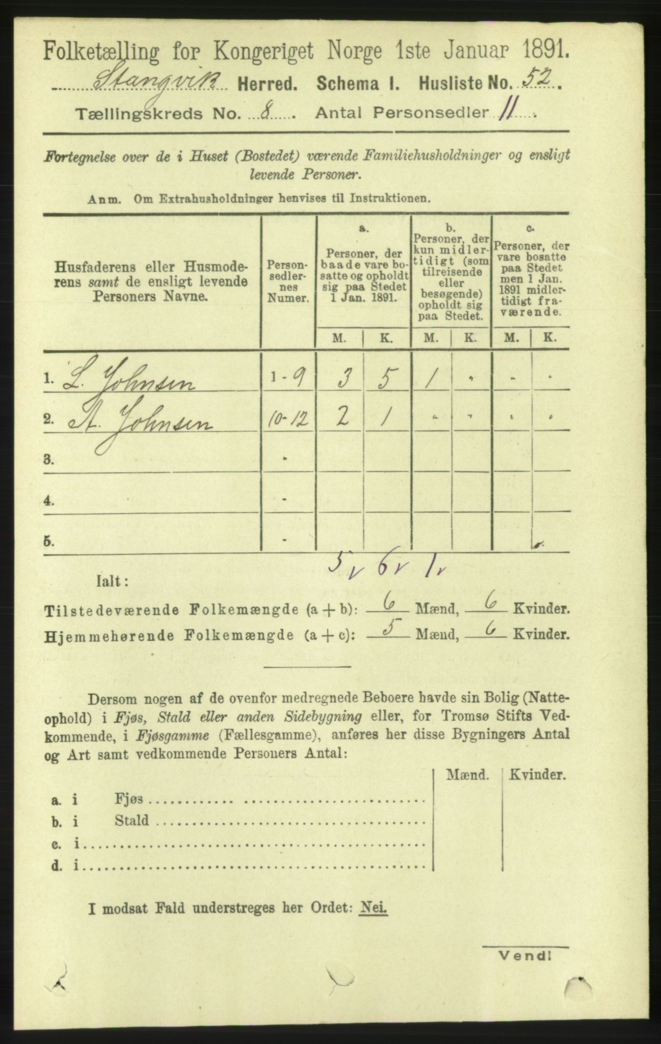 RA, Folketelling 1891 for 1564 Stangvik herred, 1891, s. 3324