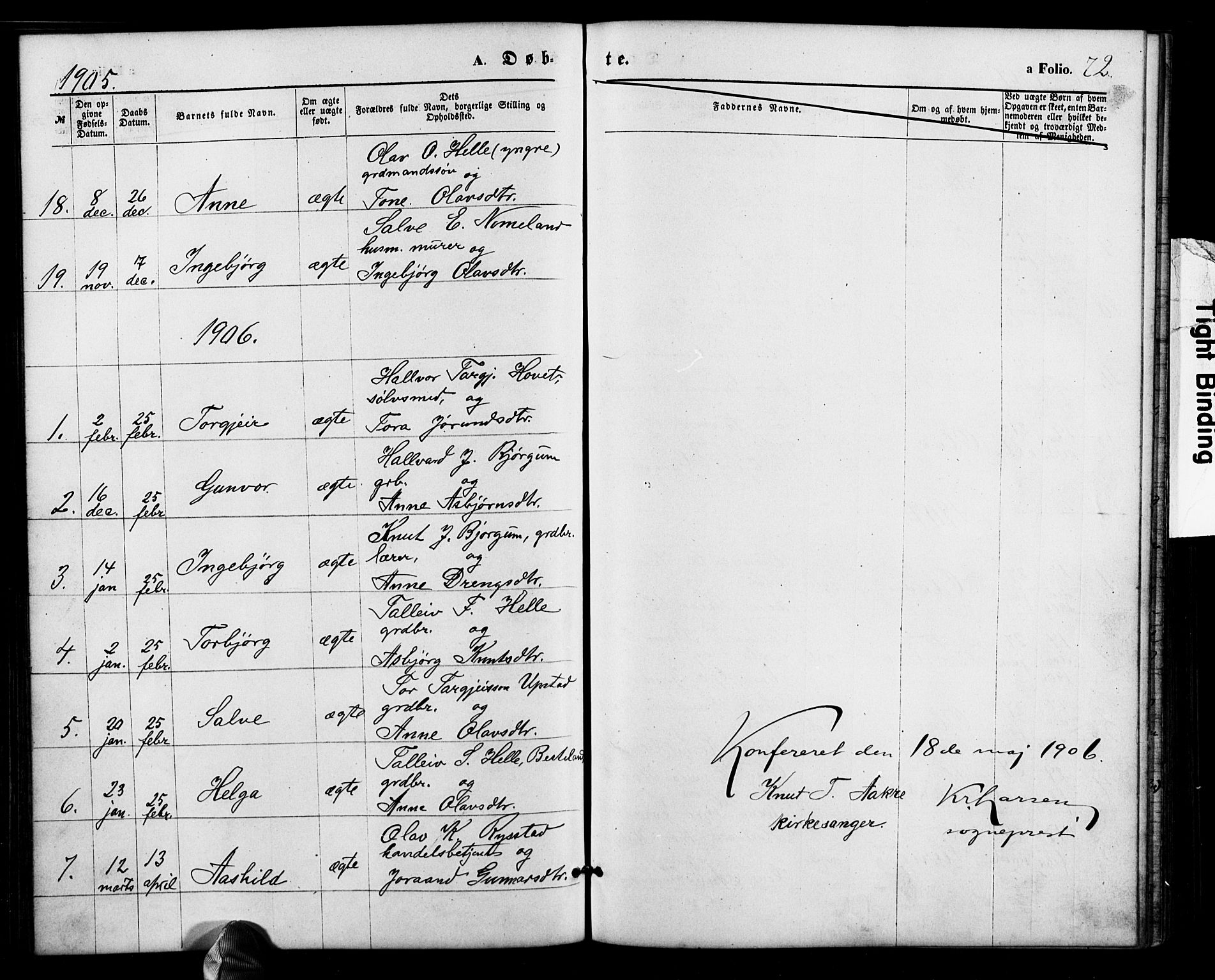 Valle sokneprestkontor, AV/SAK-1111-0044/F/Fb/Fbb/L0002: Klokkerbok nr. B 2, 1875-1921, s. 72
