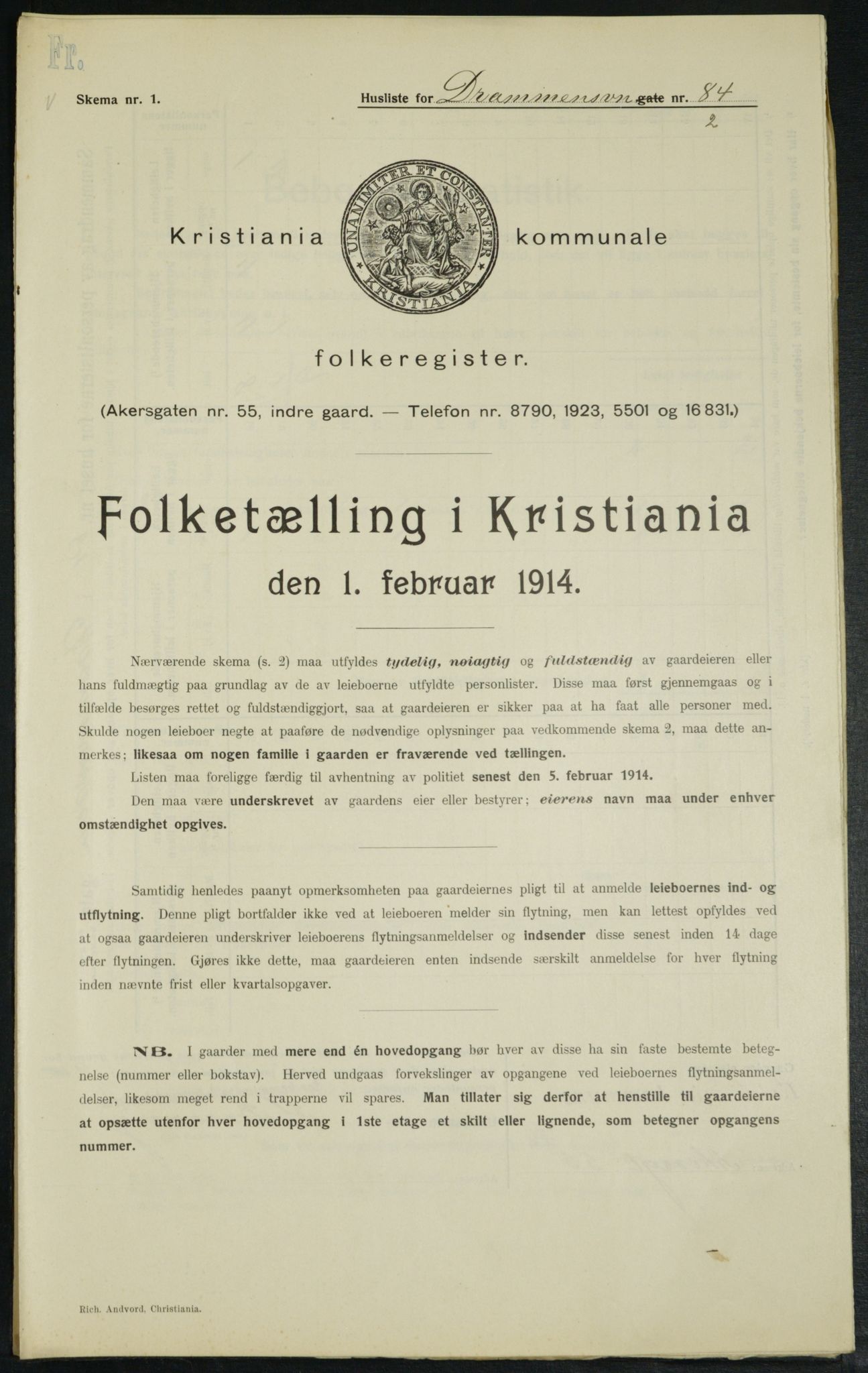 OBA, Kommunal folketelling 1.2.1914 for Kristiania, 1914, s. 17082