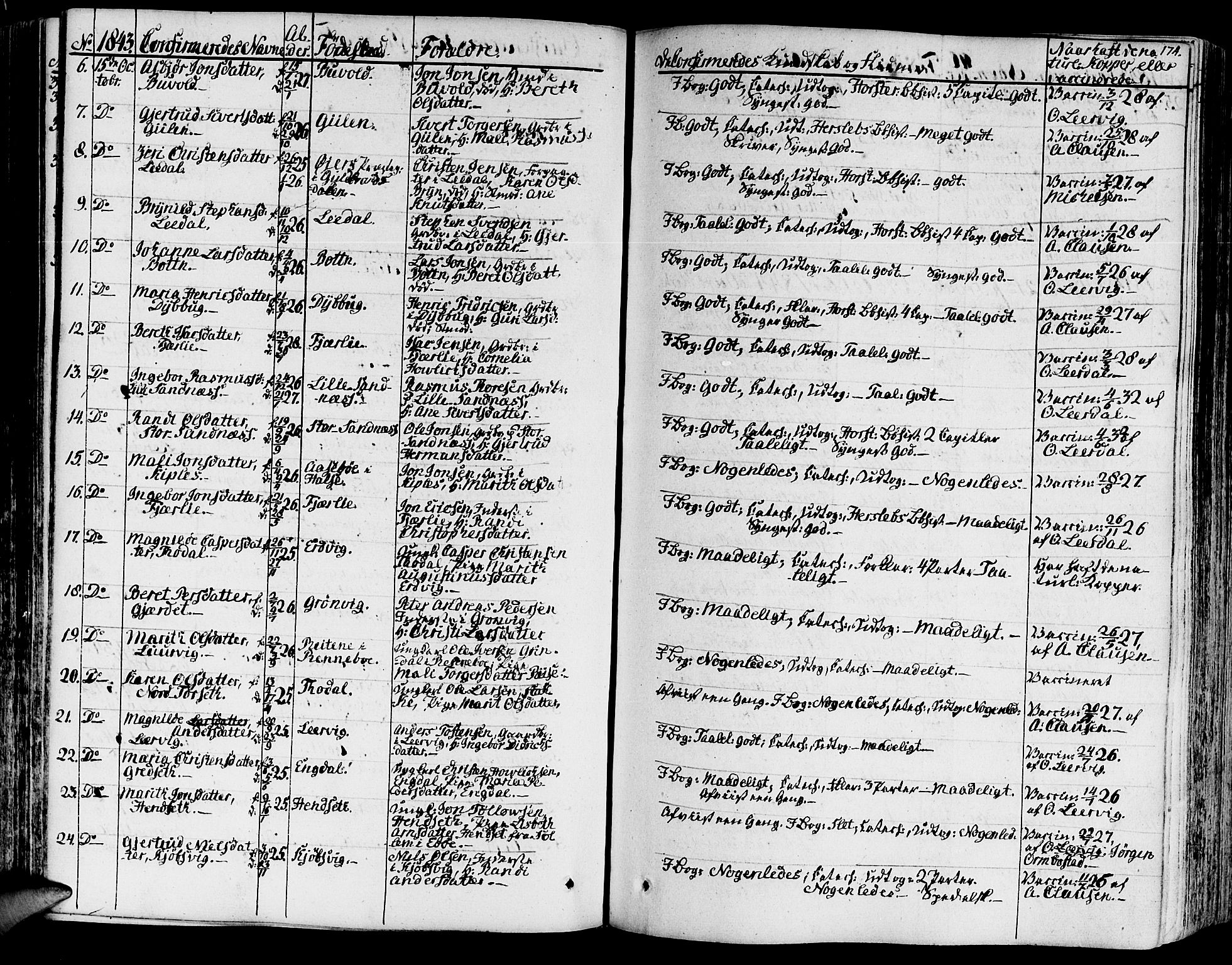 Ministerialprotokoller, klokkerbøker og fødselsregistre - Møre og Romsdal, SAT/A-1454/578/L0904: Ministerialbok nr. 578A03, 1836-1858, s. 174