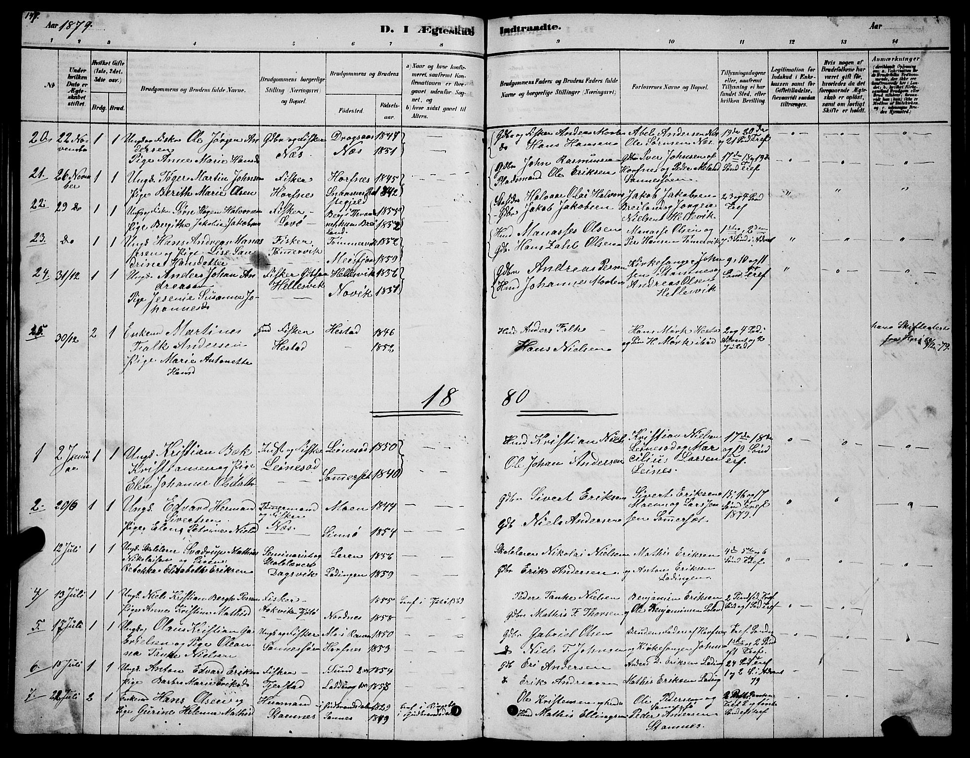 Ministerialprotokoller, klokkerbøker og fødselsregistre - Nordland, AV/SAT-A-1459/831/L0477: Klokkerbok nr. 831C04, 1878-1897, s. 147