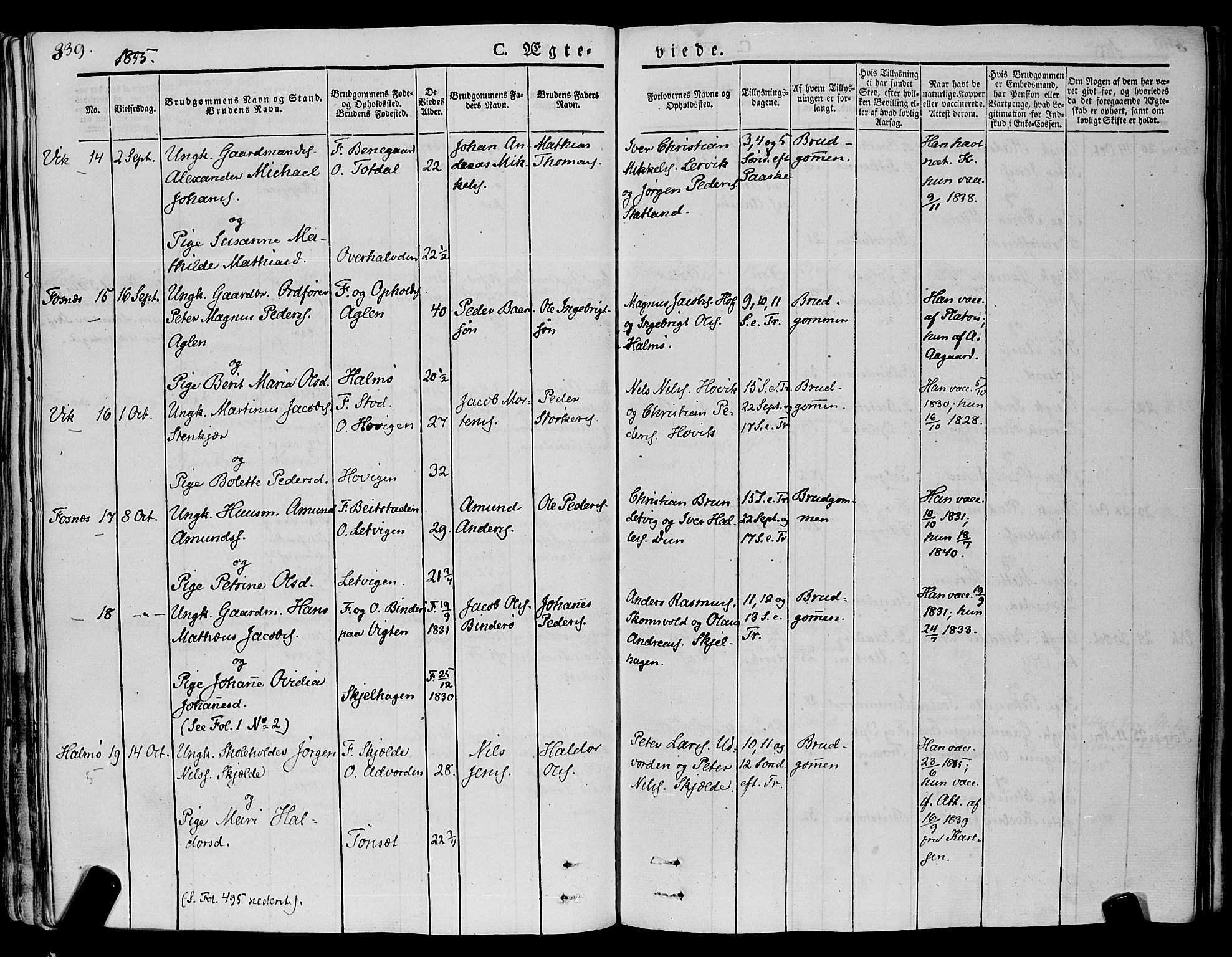 Ministerialprotokoller, klokkerbøker og fødselsregistre - Nord-Trøndelag, SAT/A-1458/773/L0614: Ministerialbok nr. 773A05, 1831-1856, s. 339