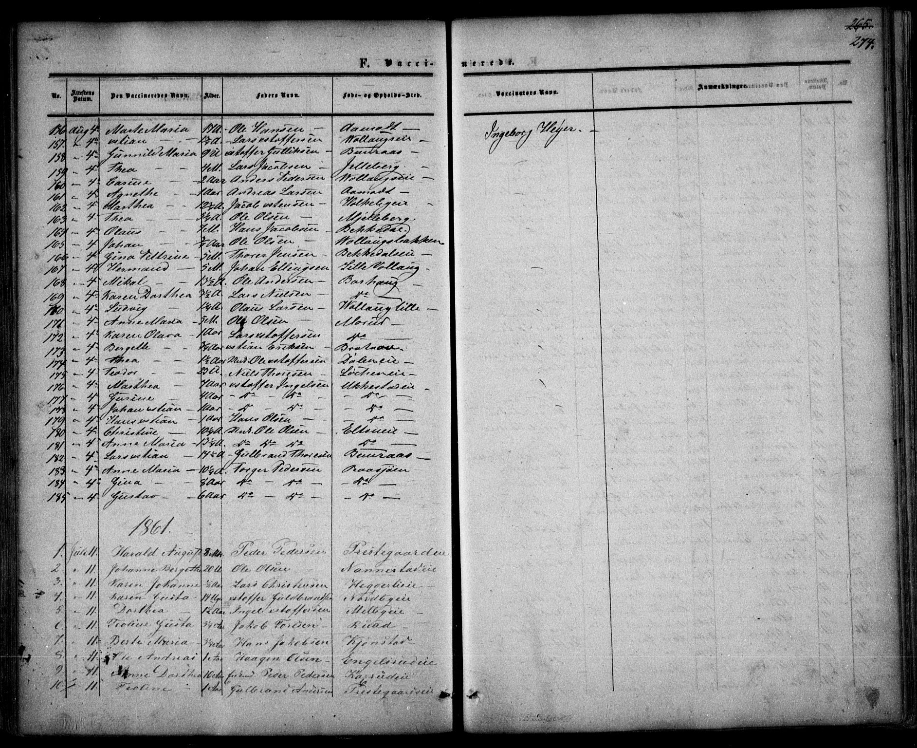 Nannestad prestekontor Kirkebøker, SAO/A-10414a/F/Fa/L0012: Ministerialbok nr. I 12, 1860-1872, s. 274