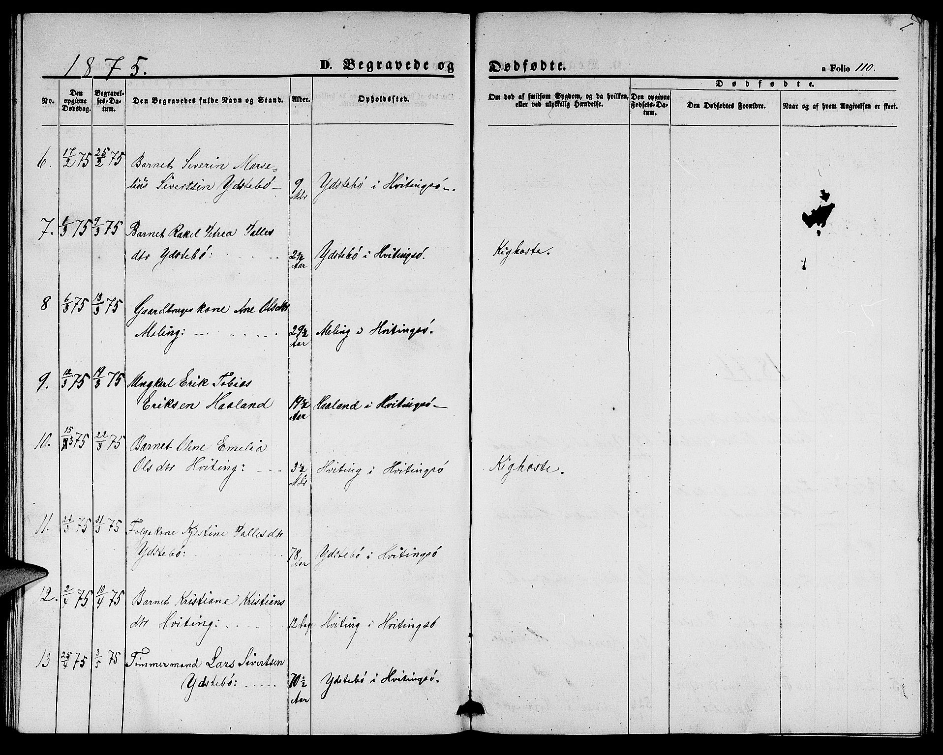 Rennesøy sokneprestkontor, SAST/A -101827/H/Ha/Hab/L0003: Klokkerbok nr. B 3, 1855-1888, s. 110
