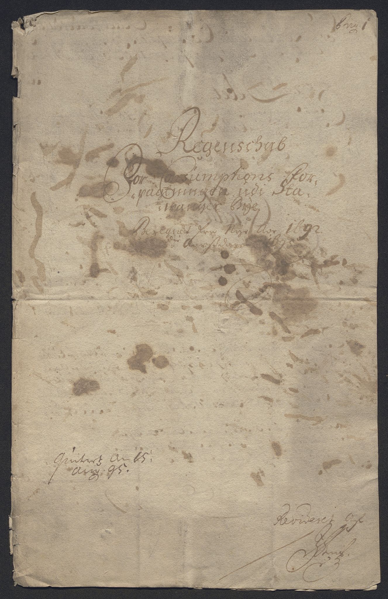 Rentekammeret inntil 1814, Reviderte regnskaper, Byregnskaper, RA/EA-4066/R/Ro/L0333: [O25] Konsumpsjonsregnskap, 1690-1704, s. 85