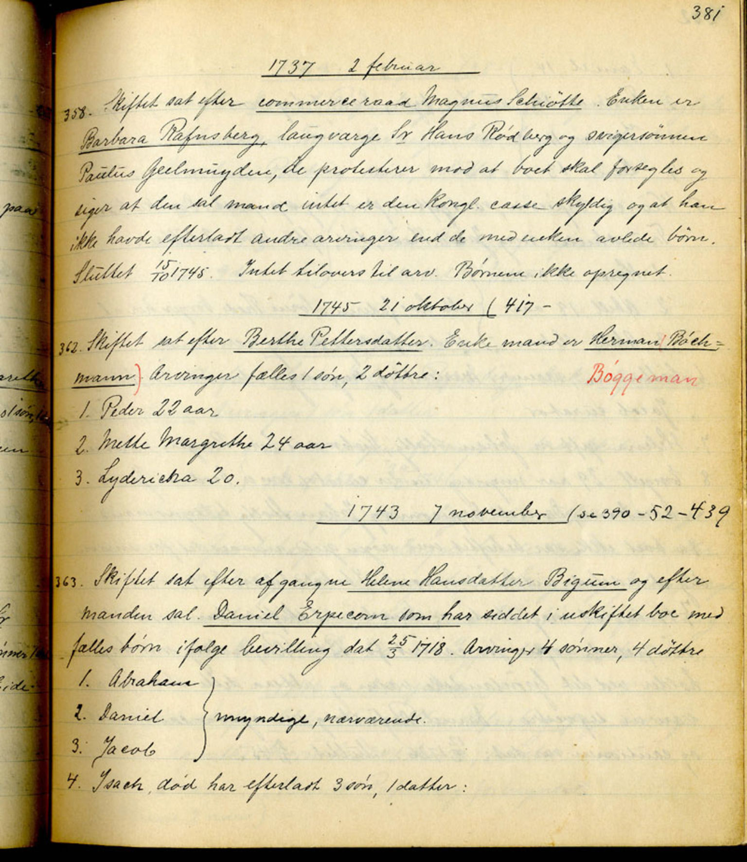 Sollied, Olaf og Thora - samlinger, AV/SAB-SAB/DA-0401/01/L0010/0002: Skifte: Utdrag av skifteprotokoller / 93 Skifteprotokoller: utdrag, 1740-1759, s. 381