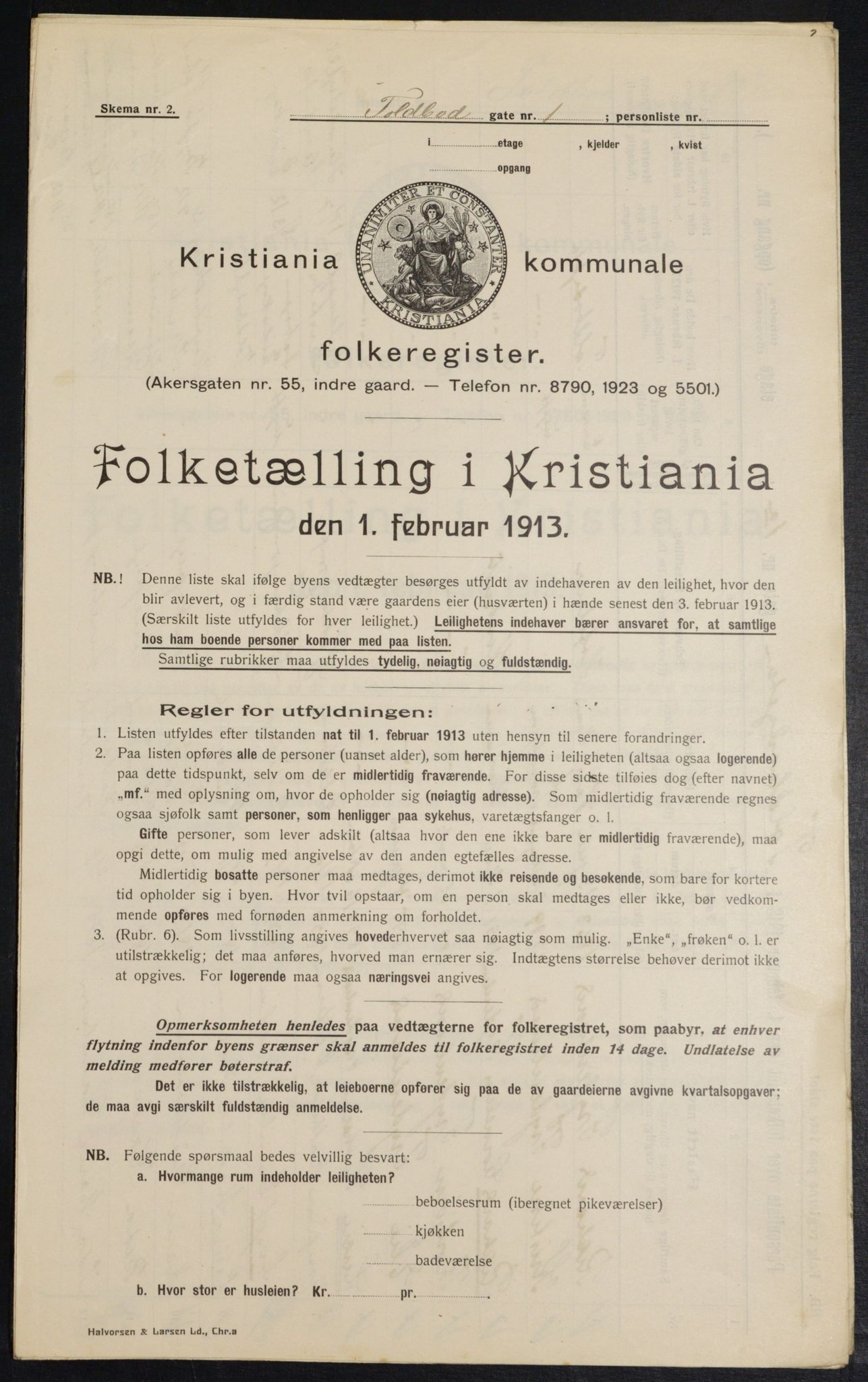 OBA, Kommunal folketelling 1.2.1913 for Kristiania, 1913, s. 113096