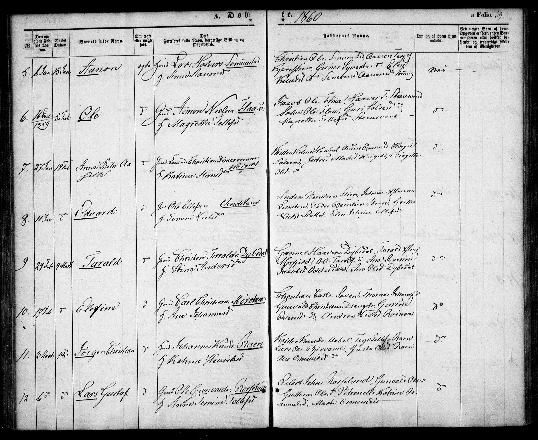Birkenes sokneprestkontor, AV/SAK-1111-0004/F/Fa/L0003: Ministerialbok nr. A 3, 1850-1866, s. 59
