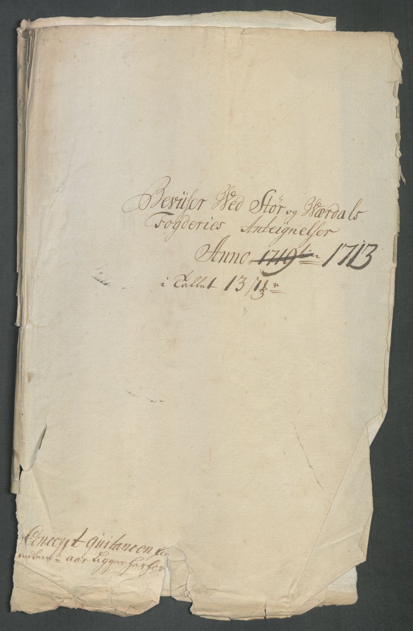 Rentekammeret inntil 1814, Reviderte regnskaper, Fogderegnskap, RA/EA-4092/R62/L4203: Fogderegnskap Stjørdal og Verdal, 1713, s. 315