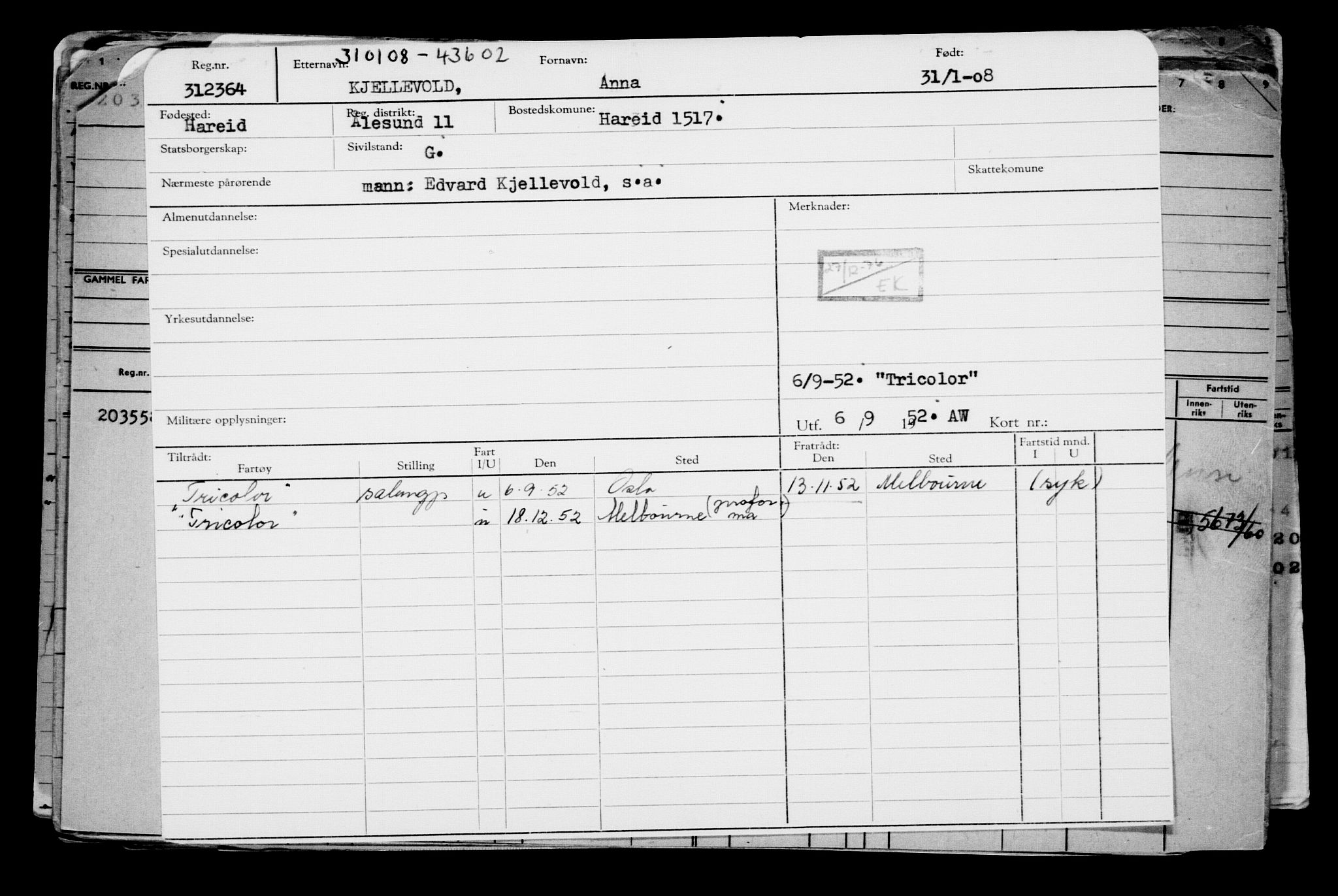 Direktoratet for sjømenn, AV/RA-S-3545/G/Gb/L0075: Hovedkort, 1908, s. 406