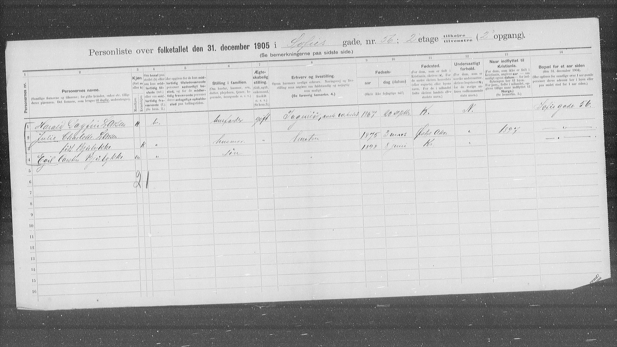 OBA, Kommunal folketelling 31.12.1905 for Kristiania kjøpstad, 1905, s. 51366