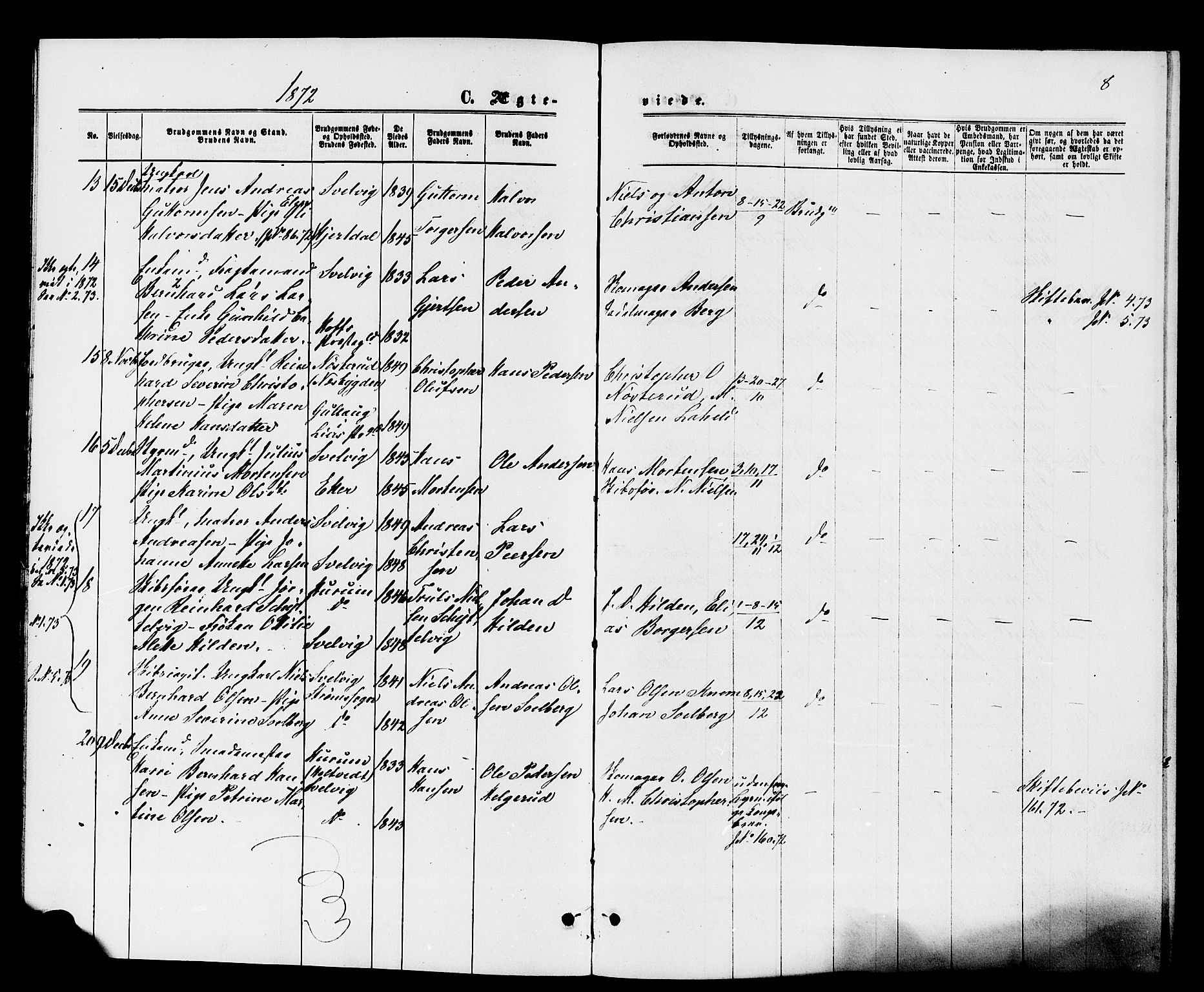 Strømm kirkebøker, AV/SAKO-A-322/F/Fa/L0003: Ministerialbok nr. I 3, 1870-1877, s. 8
