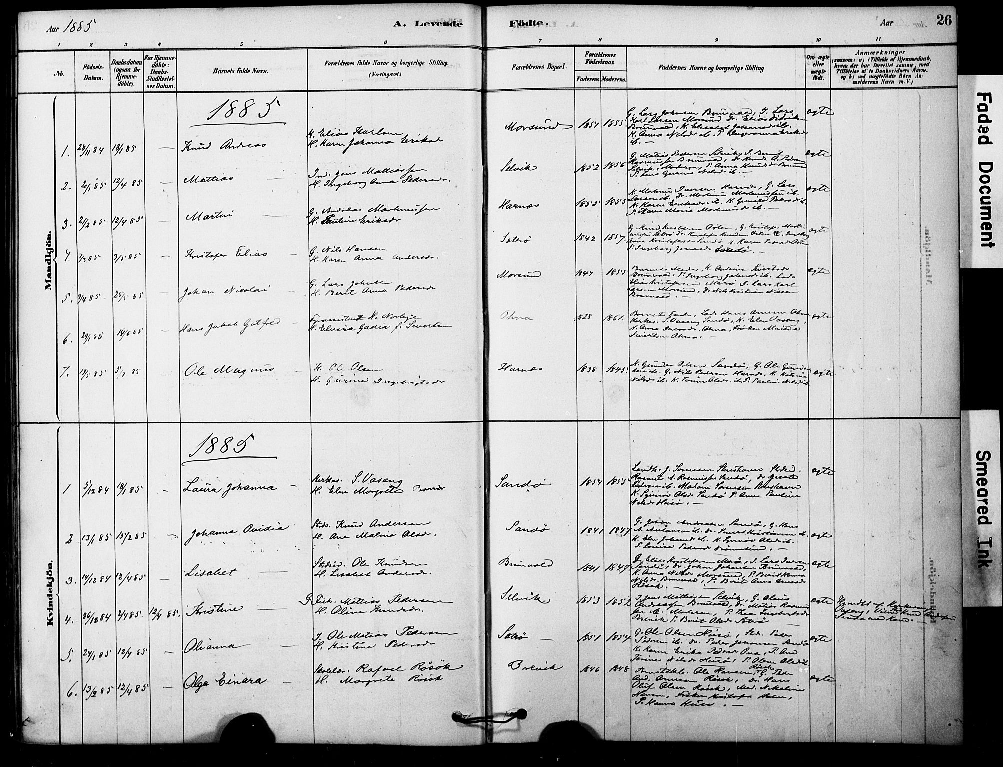 Ministerialprotokoller, klokkerbøker og fødselsregistre - Møre og Romsdal, AV/SAT-A-1454/561/L0729: Ministerialbok nr. 561A03, 1878-1900, s. 26