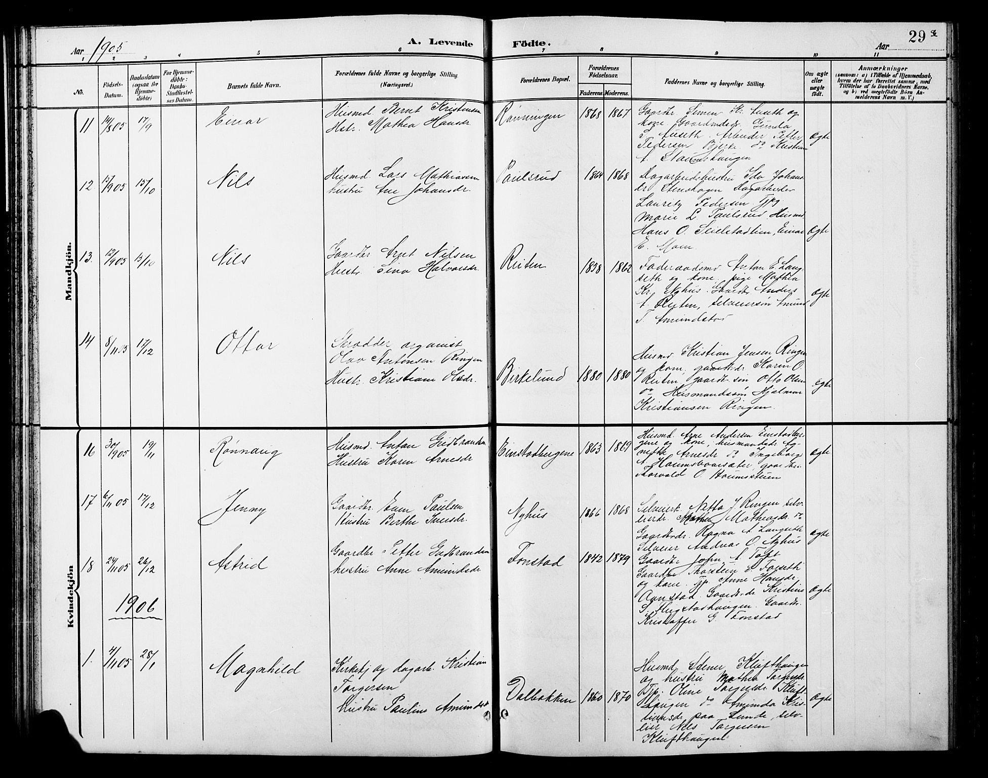Østre Gausdal prestekontor, AV/SAH-PREST-092/H/Ha/Hab/L0003: Klokkerbok nr. 3, 1894-1915, s. 29c
