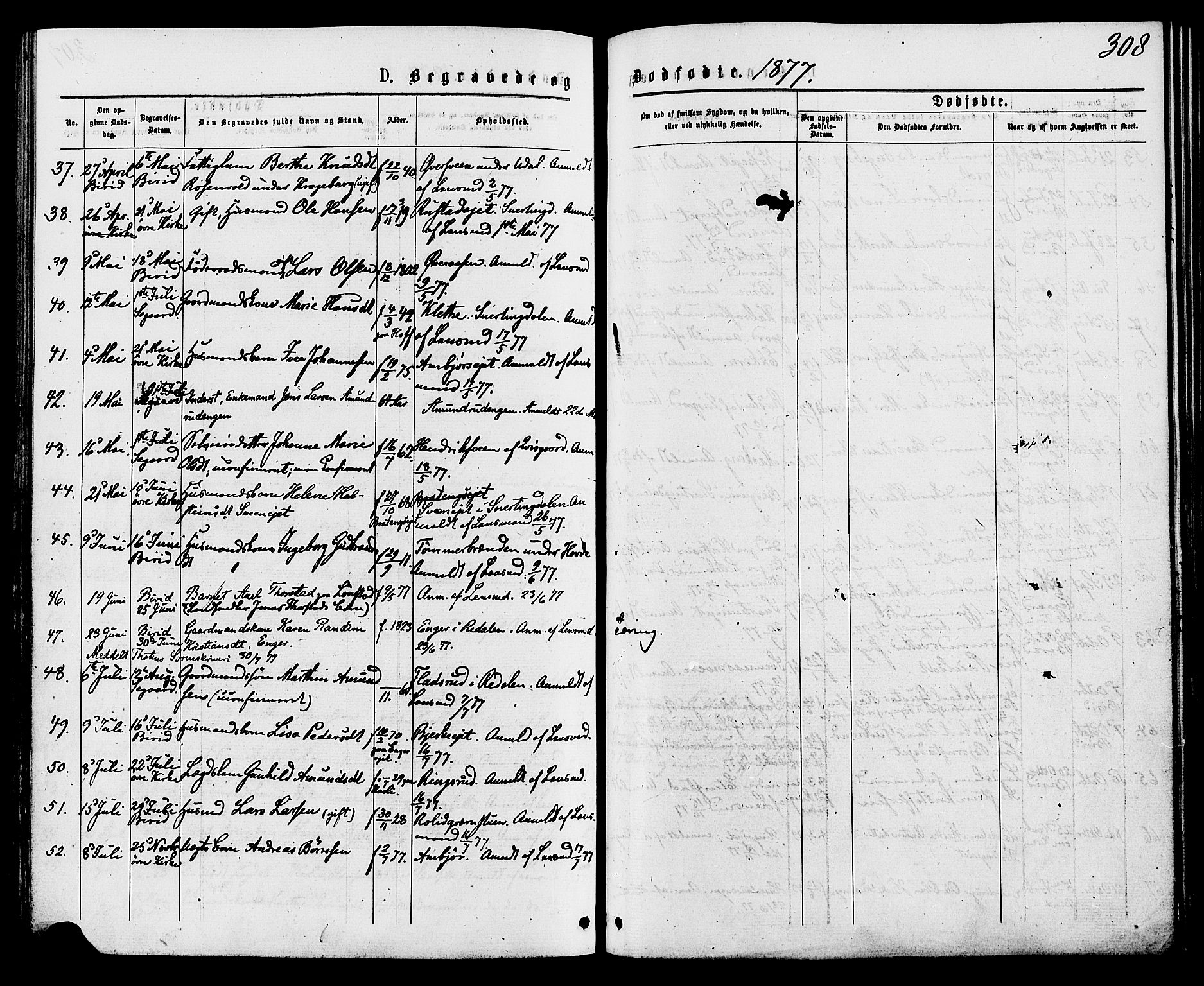 Biri prestekontor, AV/SAH-PREST-096/H/Ha/Haa/L0006: Ministerialbok nr. 6, 1877-1886, s. 308