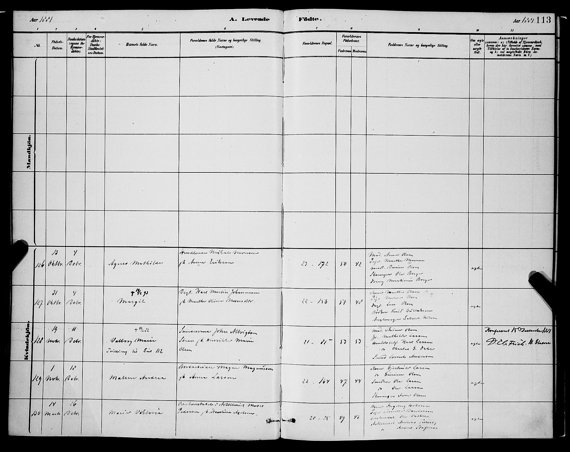 Korskirken sokneprestembete, AV/SAB-A-76101/H/Hab: Klokkerbok nr. B 8, 1878-1887, s. 113