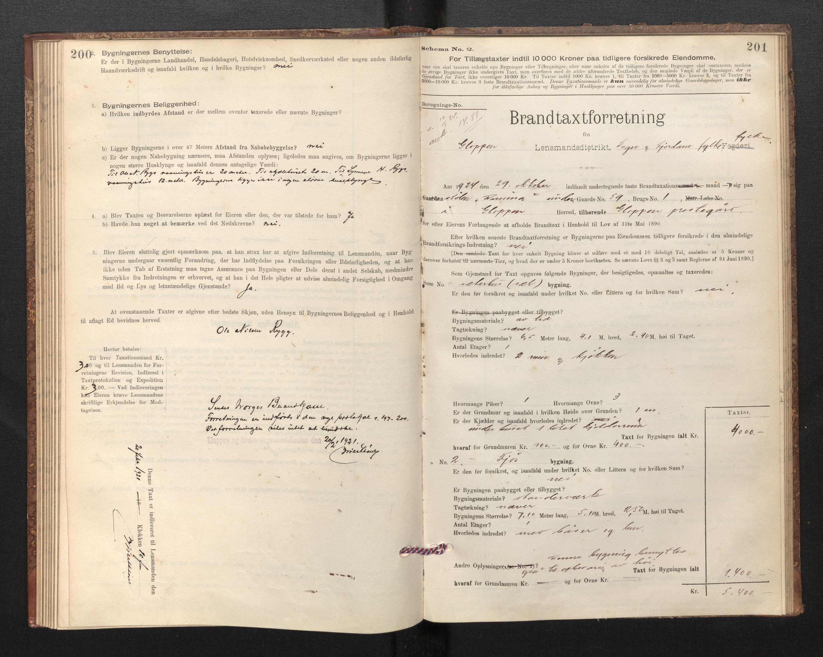 Lensmannen i Gloppen og Breim, SAB/A-27801/0012/L0003: Branntakstprotokoll, skjematakst, 1894-1931, s. 200-201