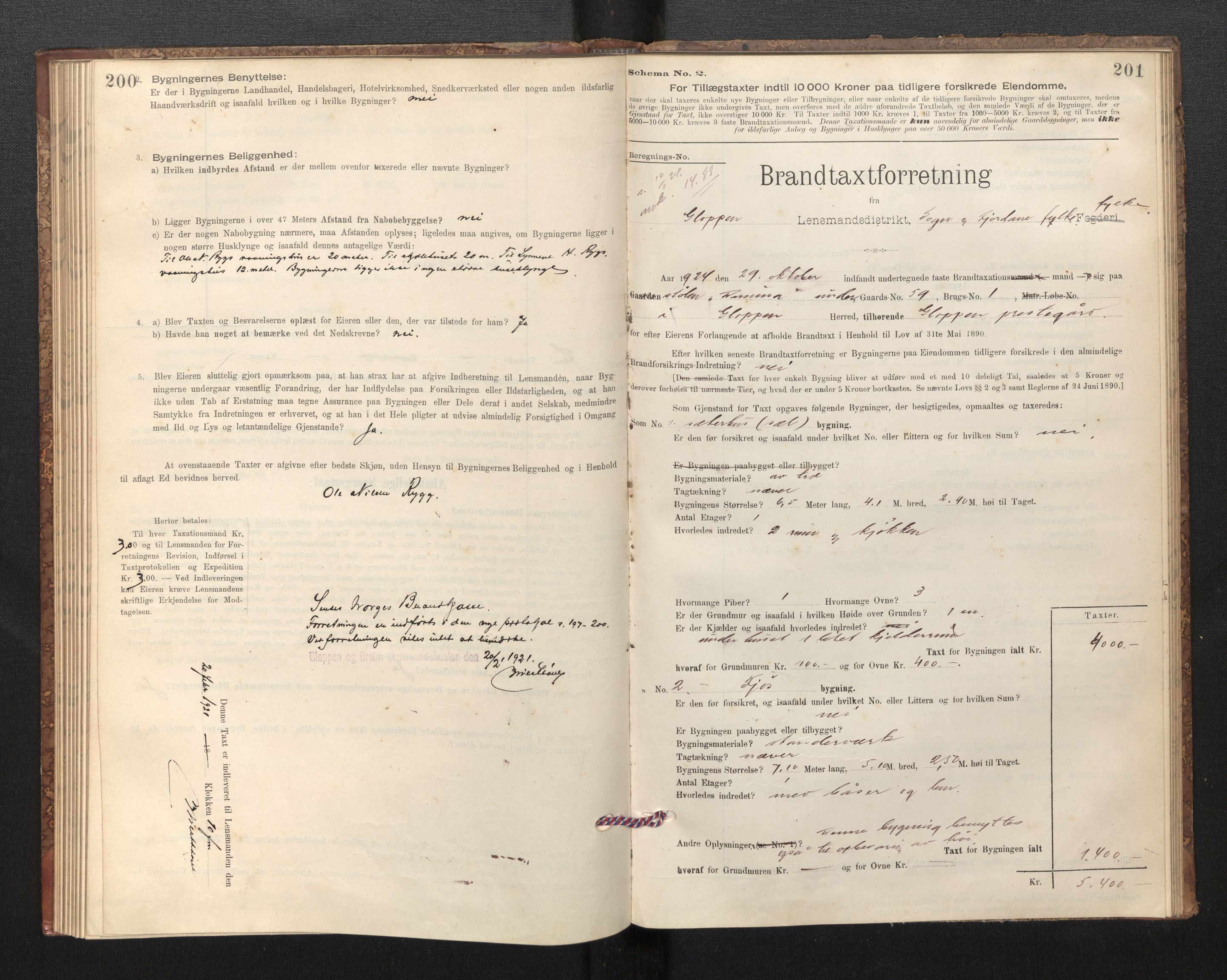 Lensmannen i Gloppen og Breim, AV/SAB-A-27801/0012/L0003: Branntakstprotokoll, skjematakst, 1894-1931, s. 200-201