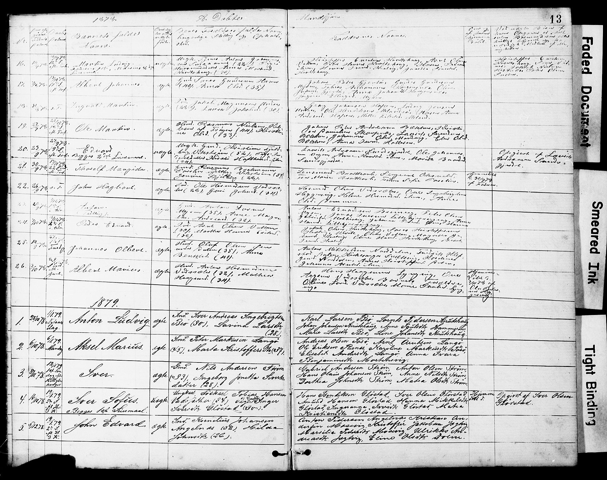 Ministerialprotokoller, klokkerbøker og fødselsregistre - Sør-Trøndelag, AV/SAT-A-1456/634/L0541: Klokkerbok nr. 634C03, 1874-1891, s. 13