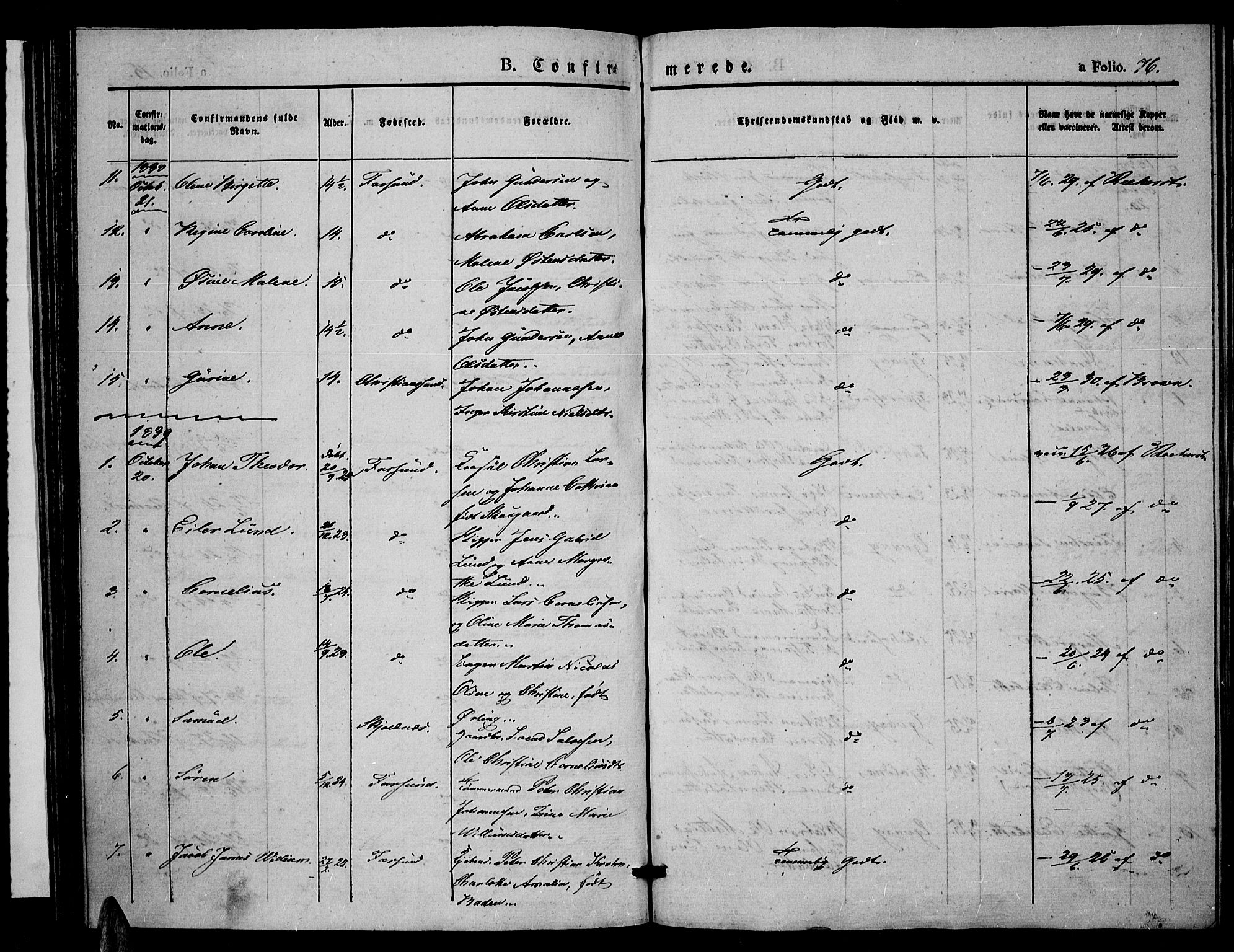 Farsund sokneprestkontor, SAK/1111-0009/F/Fa/L0003: Ministerialbok nr. A 3, 1836-1846, s. 76