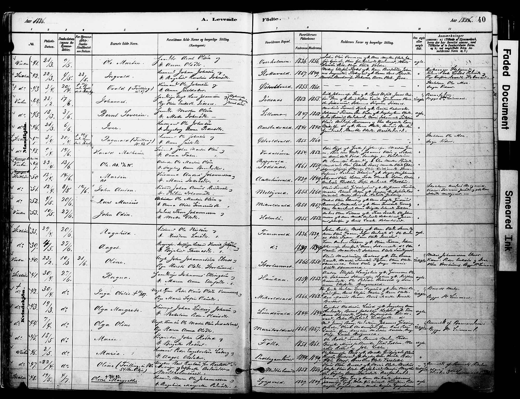 Ministerialprotokoller, klokkerbøker og fødselsregistre - Nord-Trøndelag, AV/SAT-A-1458/723/L0244: Ministerialbok nr. 723A13, 1881-1899, s. 40