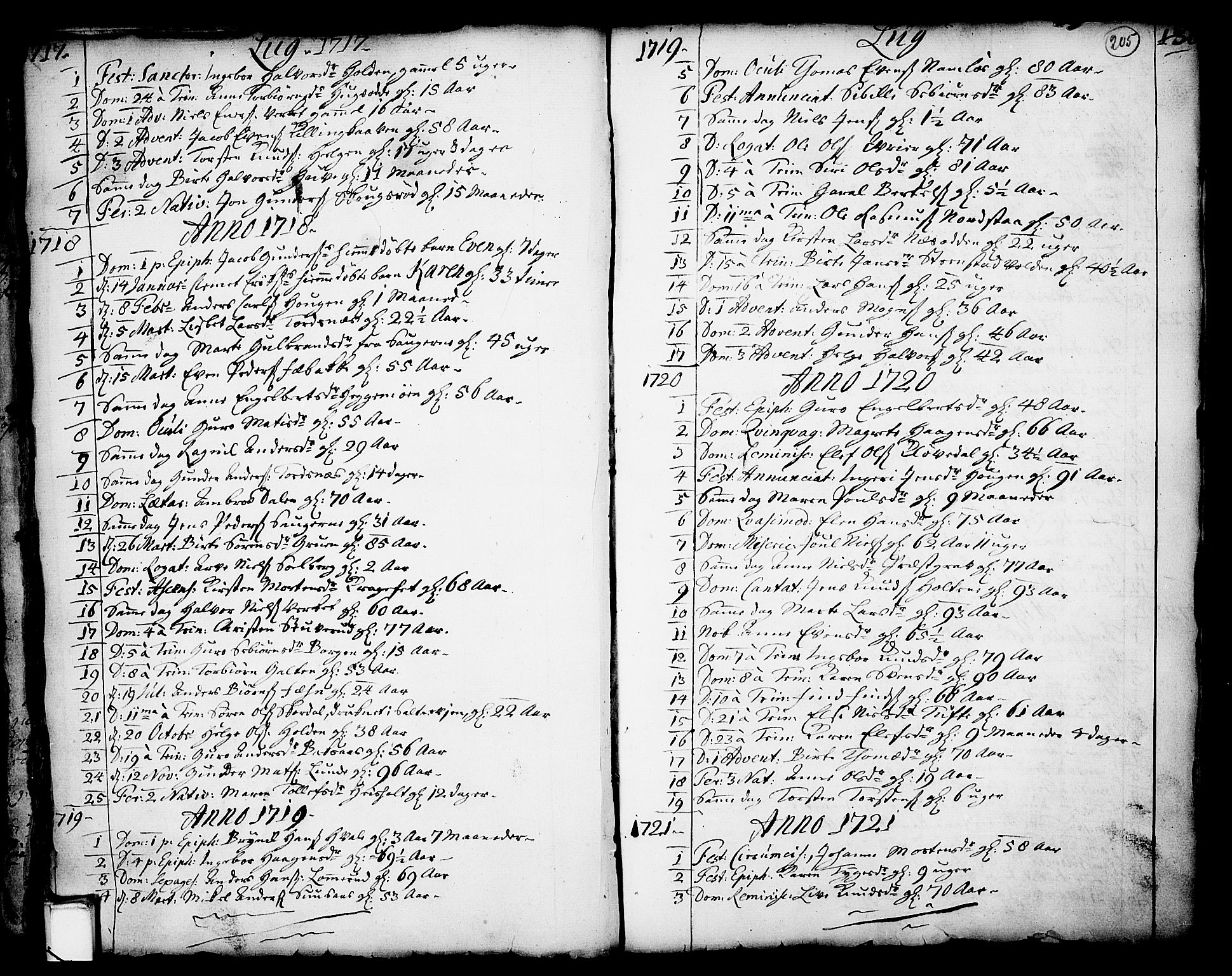 Holla kirkebøker, AV/SAKO-A-272/F/Fa/L0001: Ministerialbok nr. 1, 1717-1779, s. 205