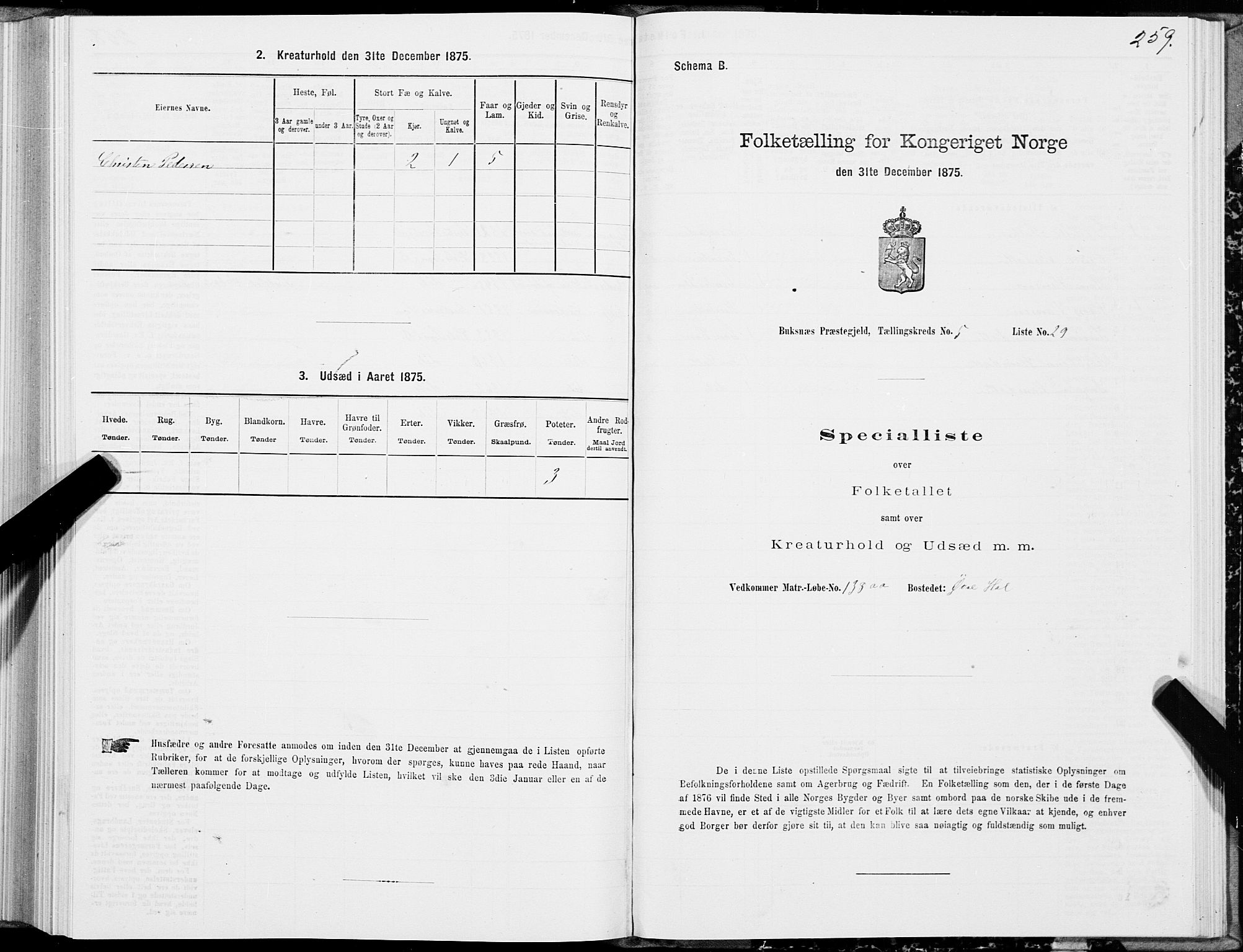 SAT, Folketelling 1875 for 1860P Buksnes prestegjeld, 1875, s. 2259