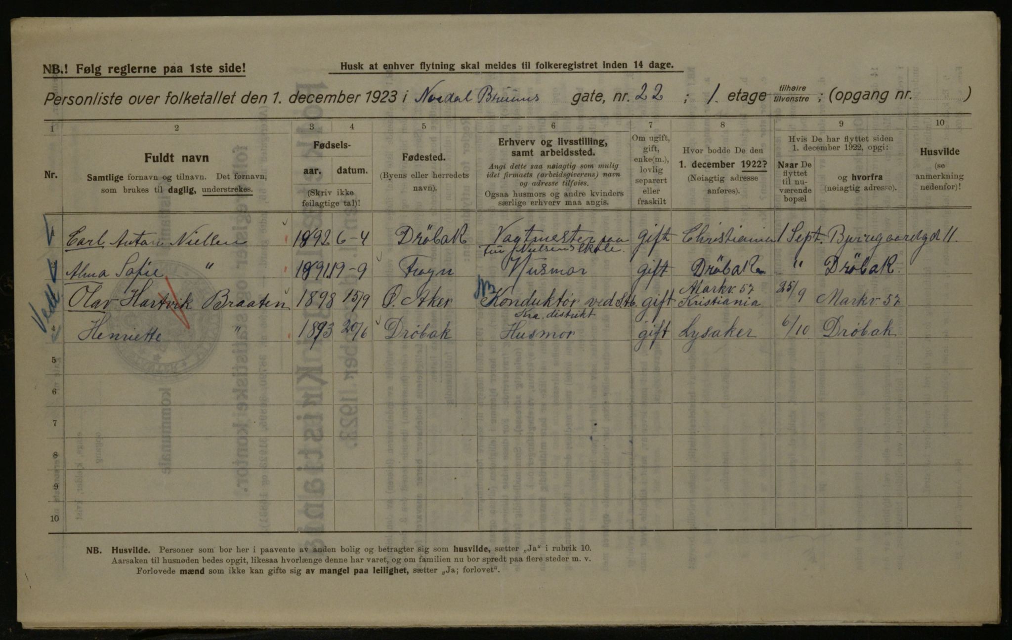 OBA, Kommunal folketelling 1.12.1923 for Kristiania, 1923, s. 79630