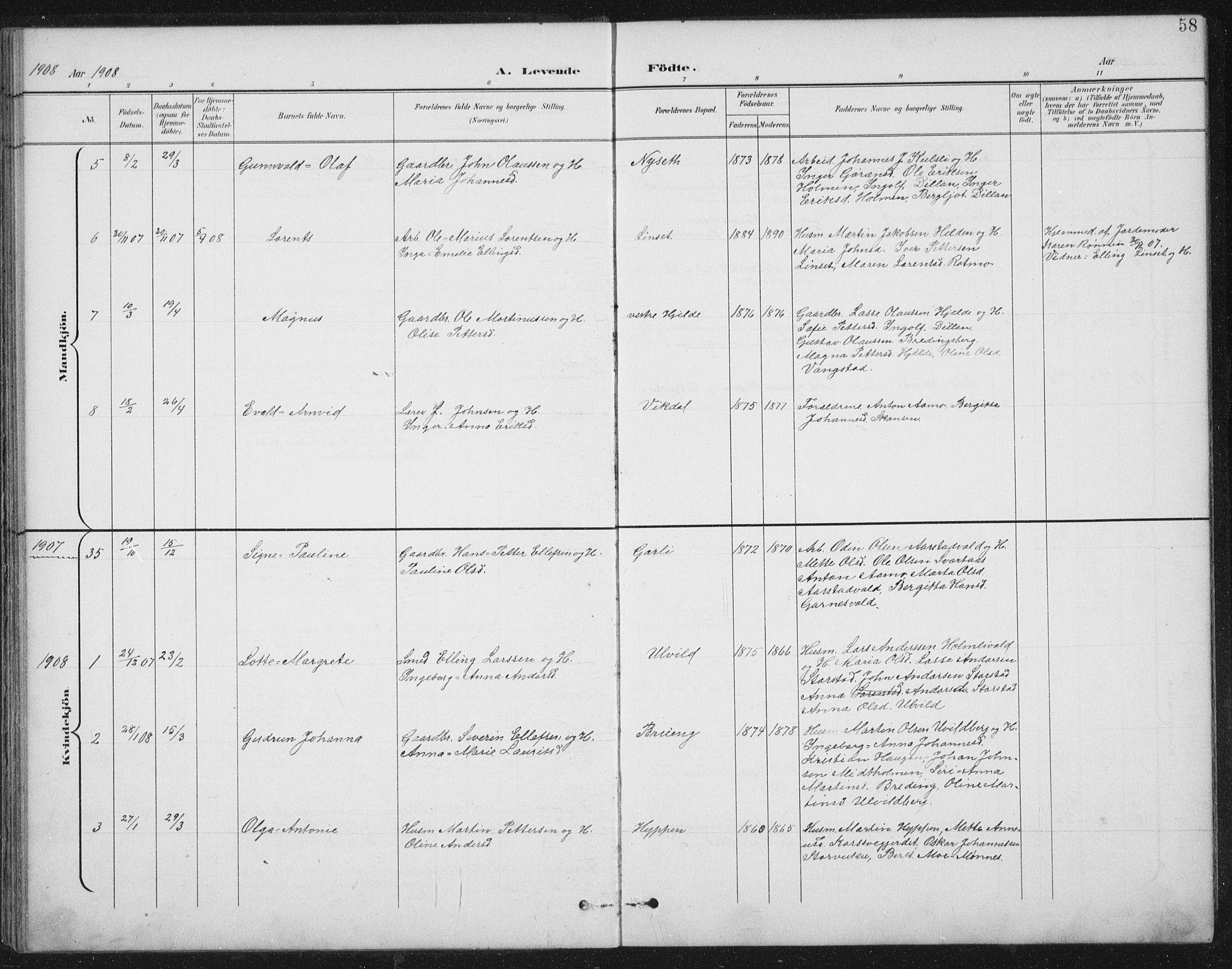 Ministerialprotokoller, klokkerbøker og fødselsregistre - Nord-Trøndelag, AV/SAT-A-1458/724/L0269: Klokkerbok nr. 724C05, 1899-1920, s. 58
