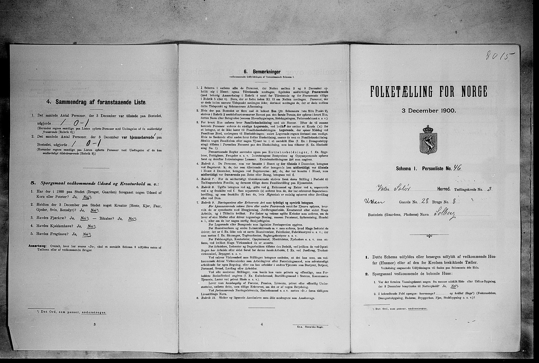 SAH, Folketelling 1900 for 0426 Våler herred, 1900, s. 447