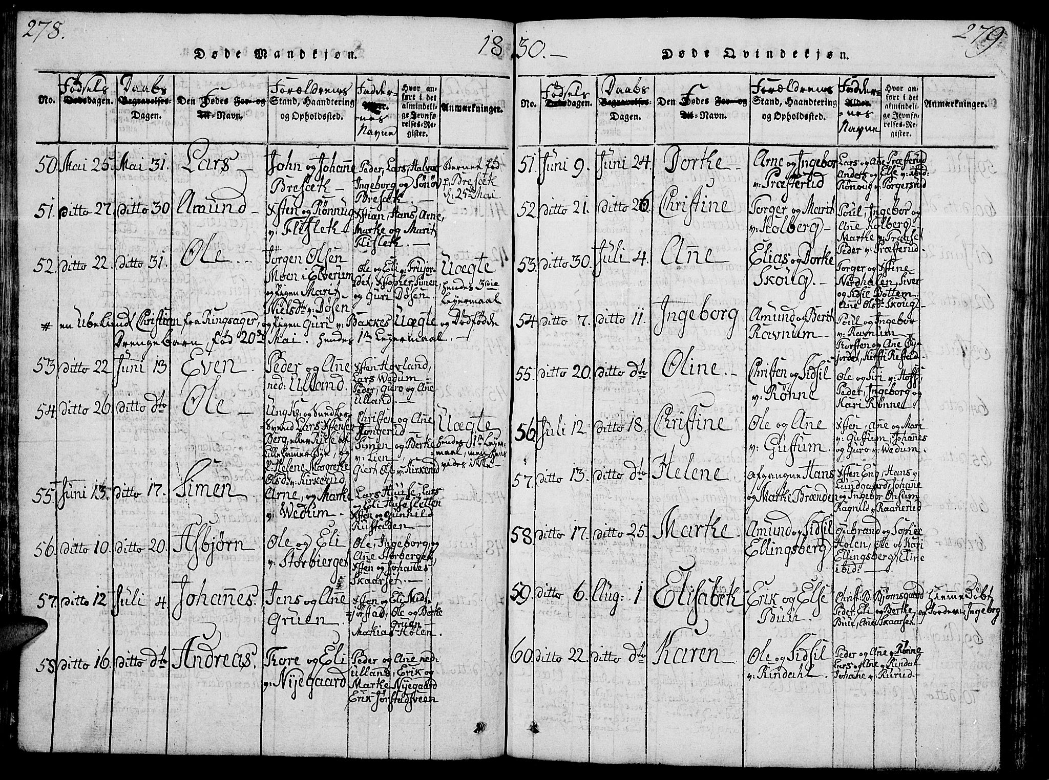 Fåberg prestekontor, AV/SAH-PREST-086/H/Ha/Hab/L0004: Klokkerbok nr. 4, 1818-1837, s. 278-279