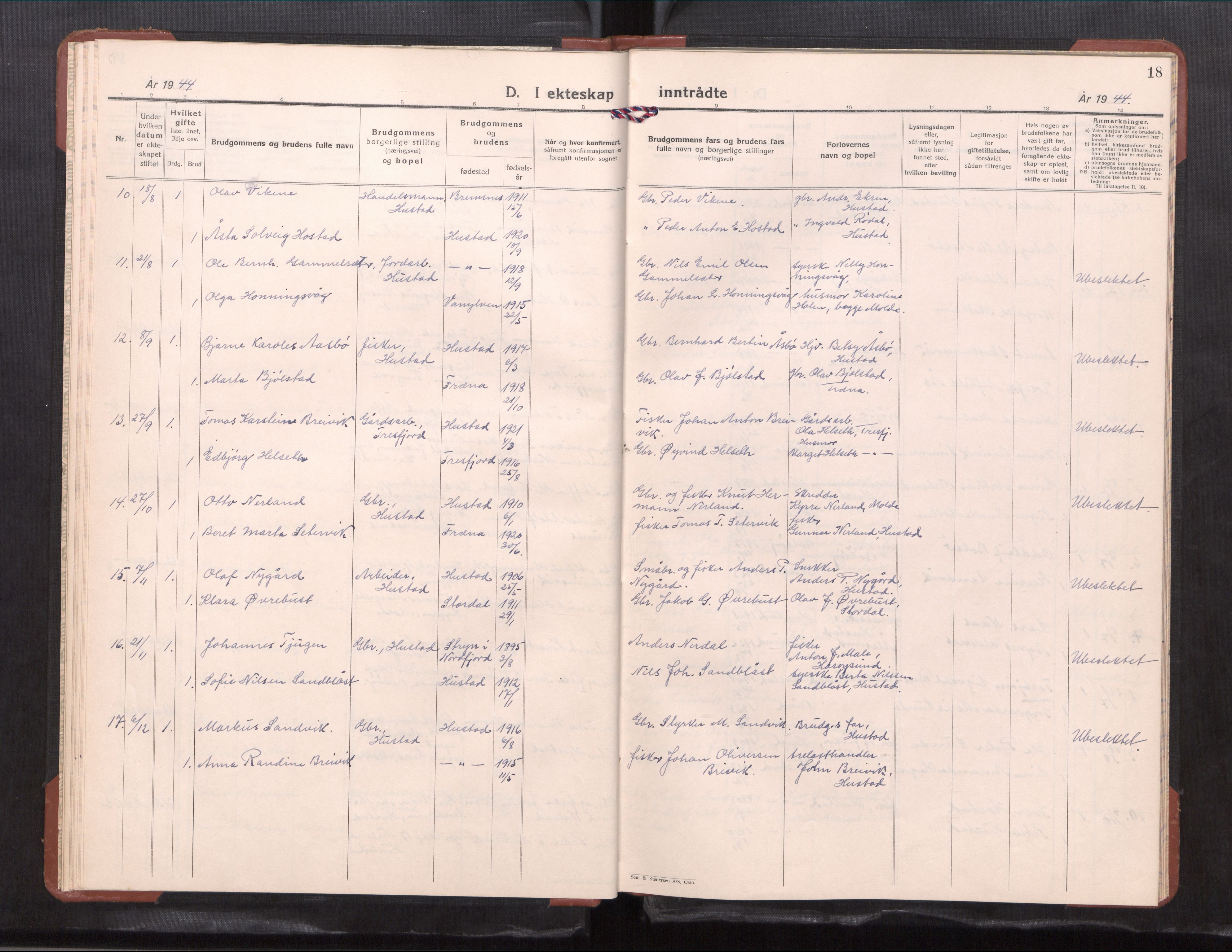 Ministerialprotokoller, klokkerbøker og fødselsregistre - Møre og Romsdal, AV/SAT-A-1454/567/L0787: Klokkerbok nr. 567---, 1939-1954, s. 18