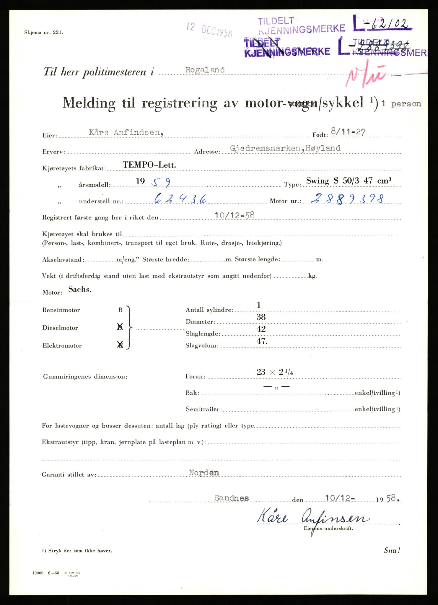 Stavanger trafikkstasjon, SAST/A-101942/0/F/L0062: L-62000 - L-62699, 1930-1971, s. 349