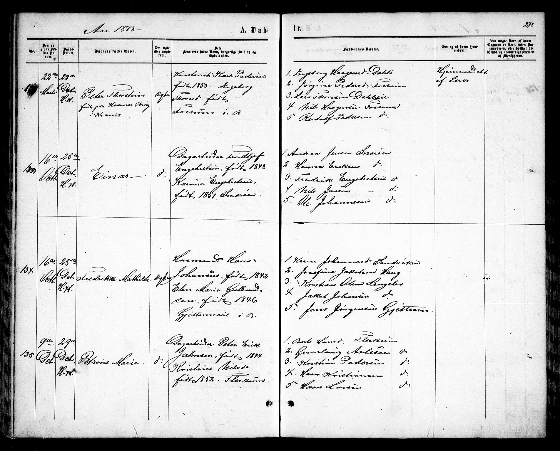 Asker prestekontor Kirkebøker, AV/SAO-A-10256a/F/Fa/L0008: Ministerialbok nr. I 8, 1865-1878, s. 278