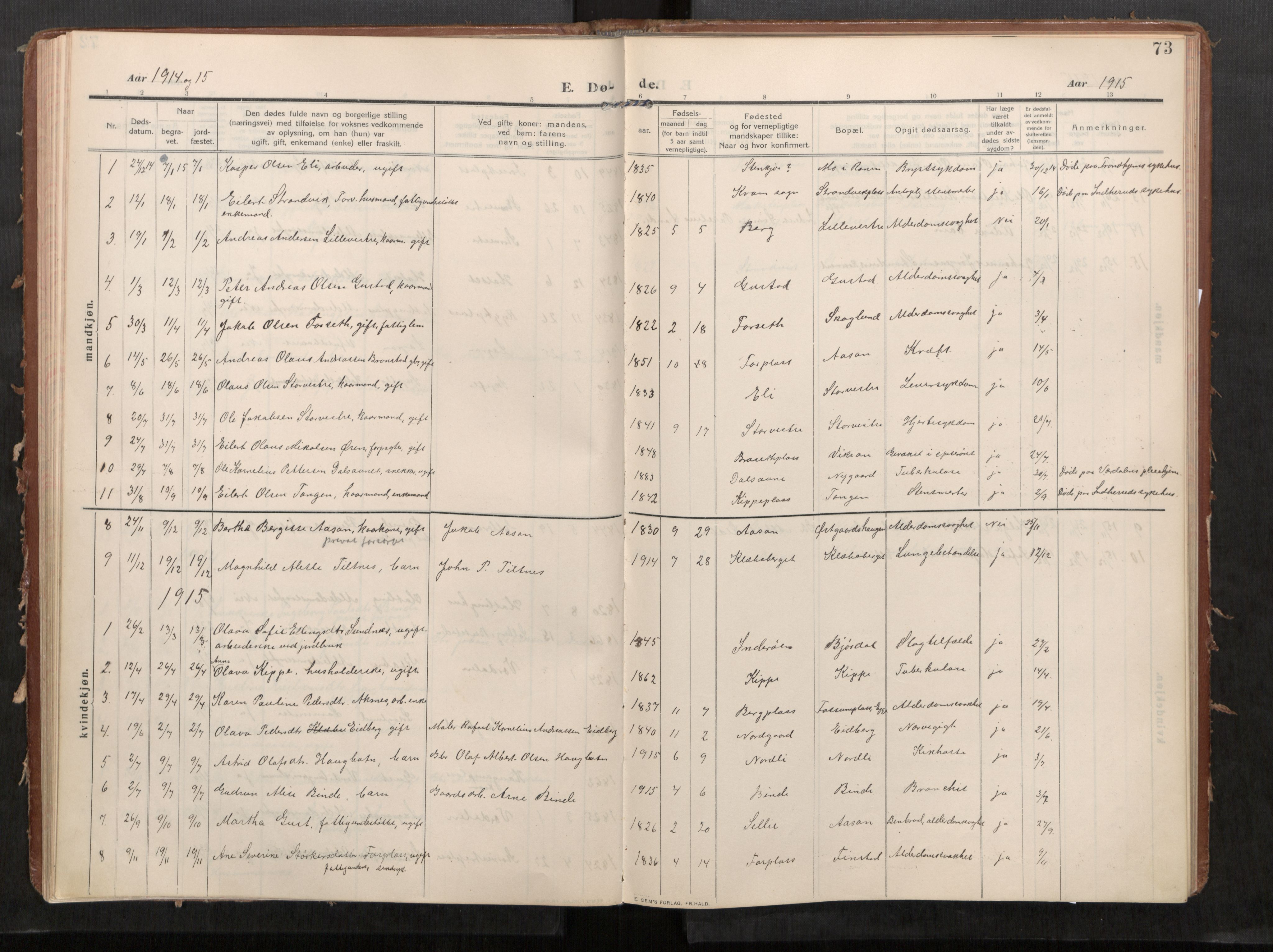 Stod sokneprestkontor, AV/SAT-A-1164/1/I/I1/I1a/L0002: Ministerialbok nr. 2, 1909-1922, s. 73
