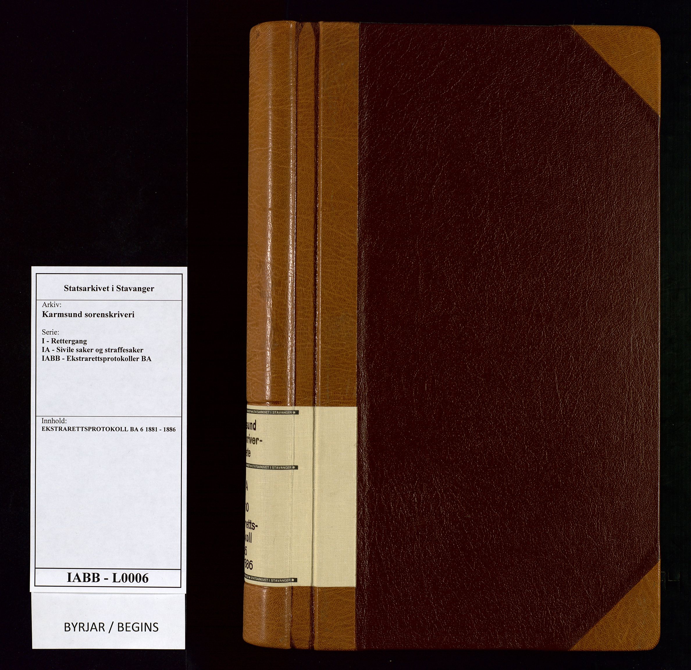 Karmsund sorenskriveri, AV/SAST-A-100311/01/I/IA/IABB/L0006: EKSTRARETTSPROTOKOLL BA 6, 1881-1886