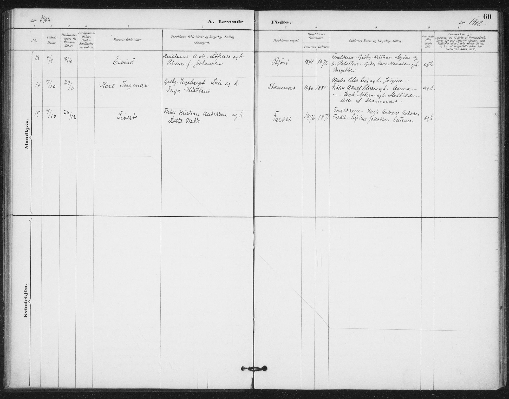 Ministerialprotokoller, klokkerbøker og fødselsregistre - Nord-Trøndelag, SAT/A-1458/772/L0603: Ministerialbok nr. 772A01, 1885-1912, s. 60
