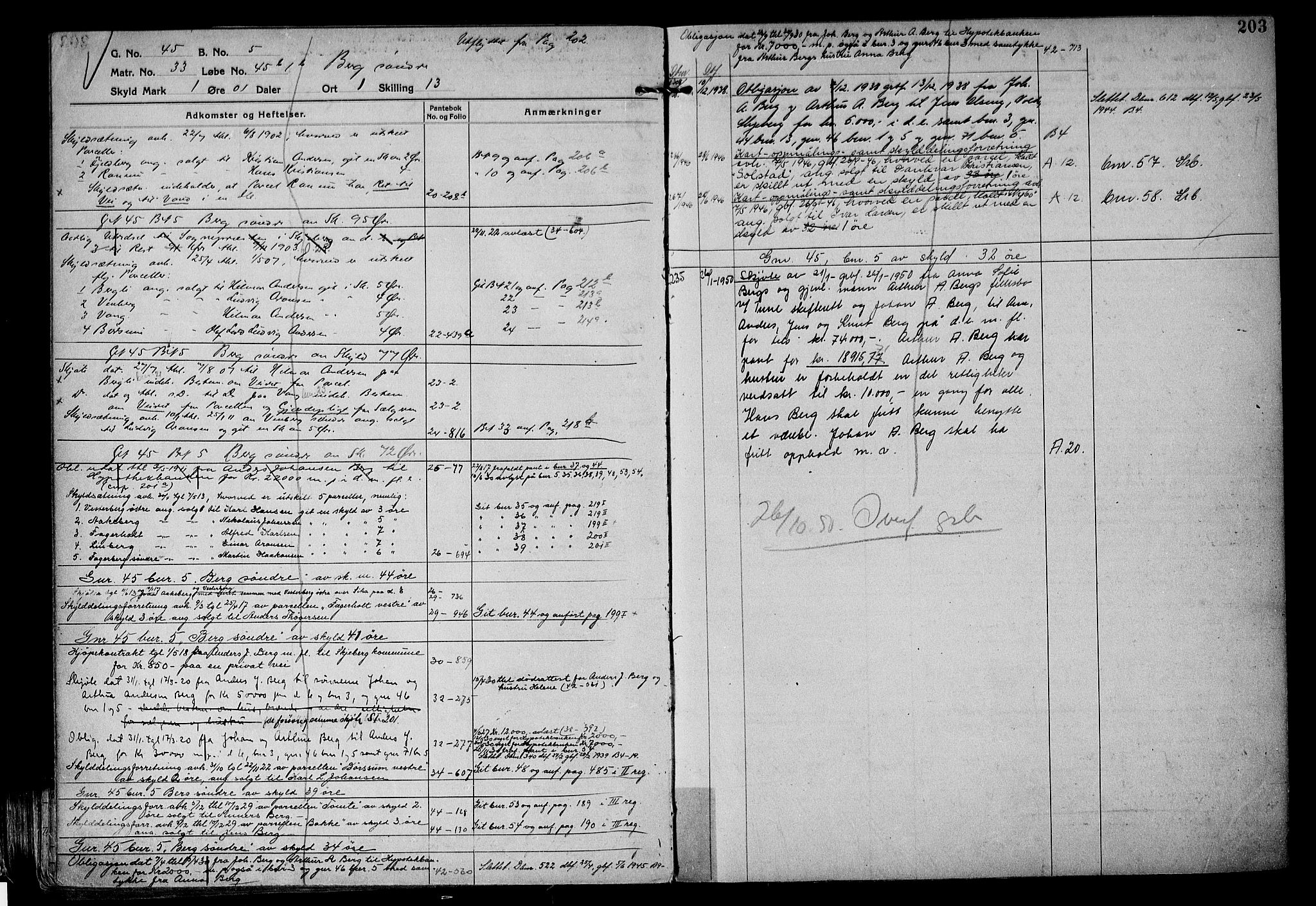 Tune sorenskriveri, AV/SAO-A-10470/G/Ga/Gab/Gabf/L0001: Panteregister nr. VI 1, 1782-1953, s. 203