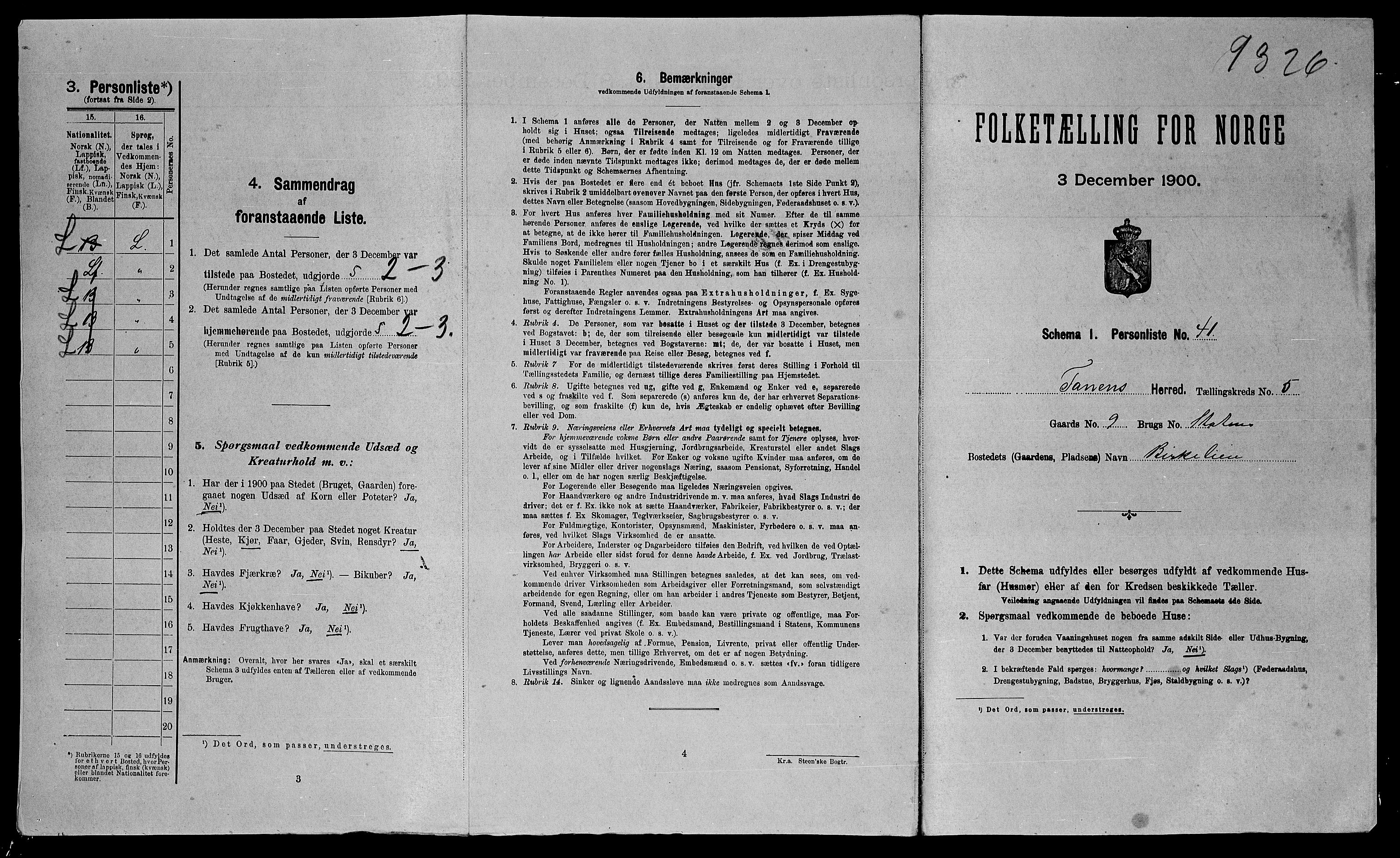 SATØ, Folketelling 1900 for 2025 Tana herred, 1900, s. 854