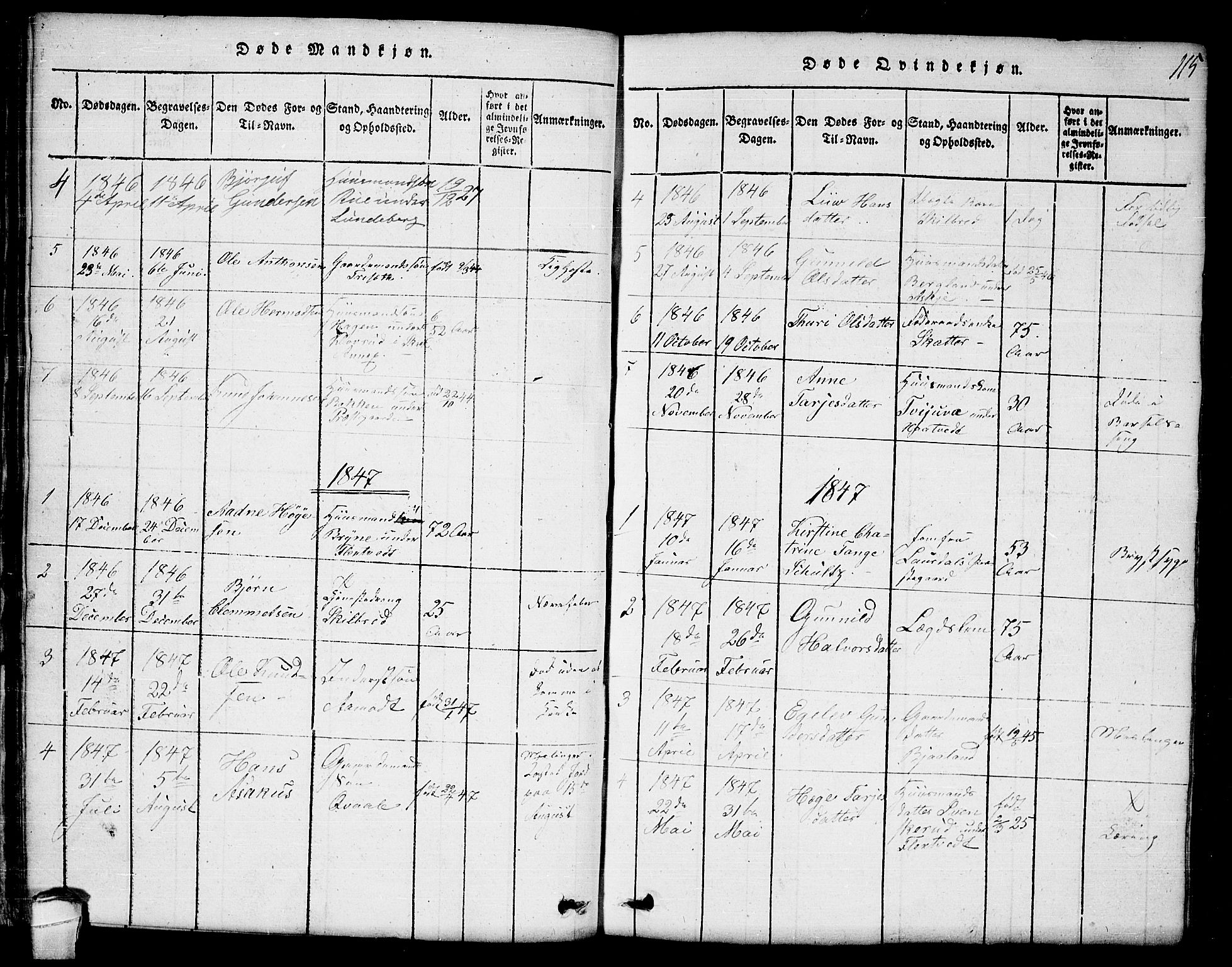 Lårdal kirkebøker, AV/SAKO-A-284/G/Ga/L0001: Klokkerbok nr. I 1, 1815-1861, s. 115