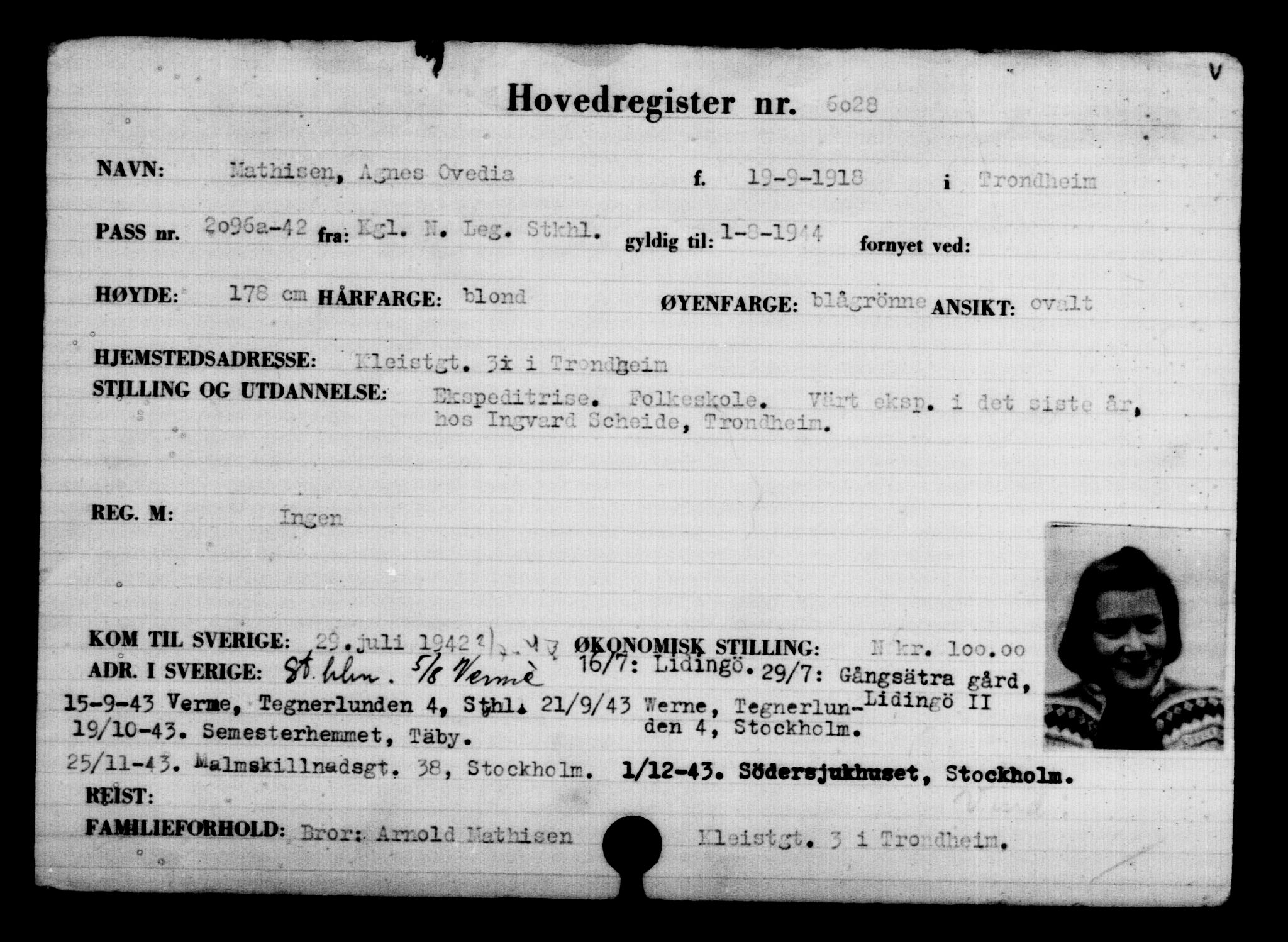 Utenriksstasjonene, Legasjonen i Stockholm, Flyktningkontoret, AV/RA-S-6753/V/Va/L0004: Kjesäterkartoteket, flyktninger med registreringsnr. 3496-6610, 1940-1945, s. 2961
