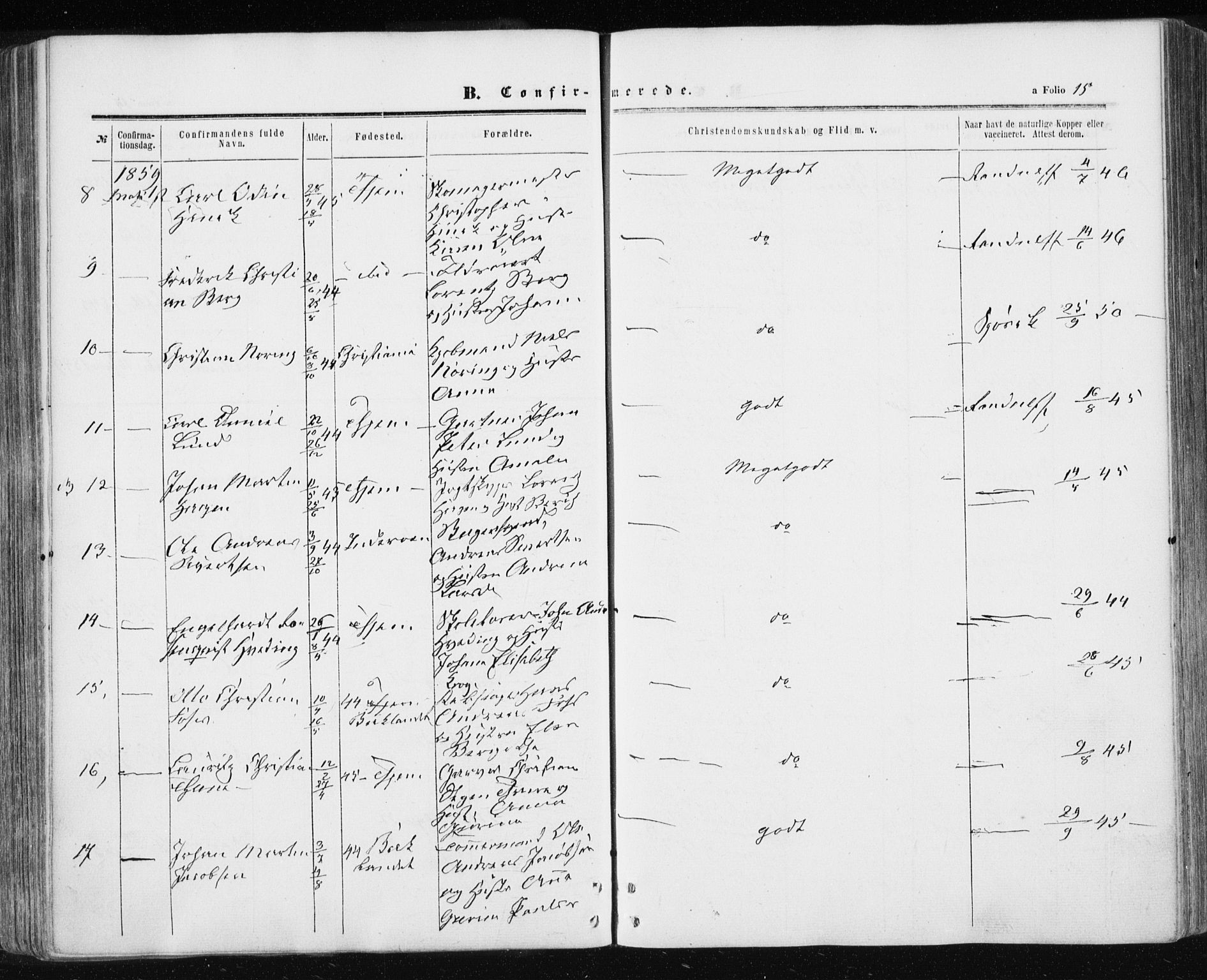 Ministerialprotokoller, klokkerbøker og fødselsregistre - Sør-Trøndelag, SAT/A-1456/601/L0053: Ministerialbok nr. 601A21, 1857-1865, s. 15