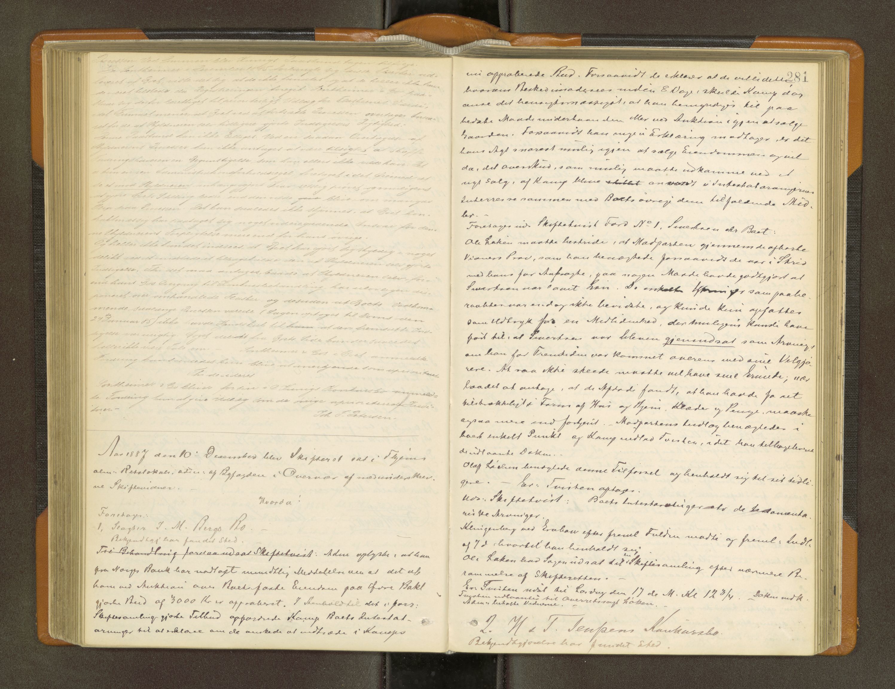 Trondheim byfogd, AV/SAT-A-0003/1/3/3B/L0010: Skiftebehandlingsprotokoll (u/ register) U, 1884-1890, s. 281