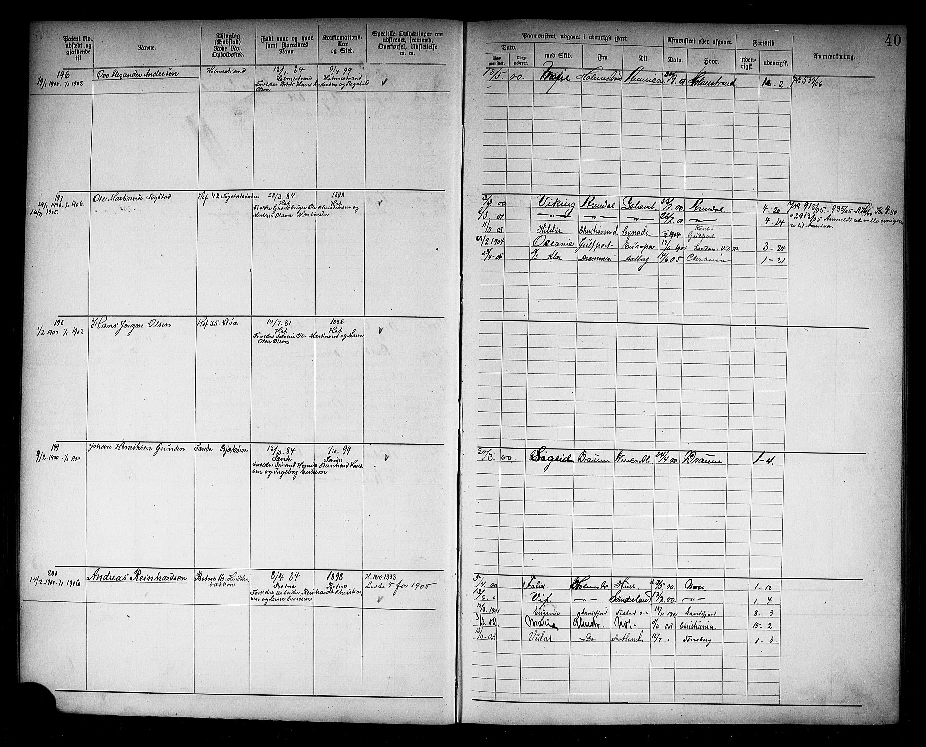 Holmestrand innrulleringskontor, AV/SAKO-A-1151/F/Fb/L0002: Annotasjonsrulle, 1894-1911, s. 43